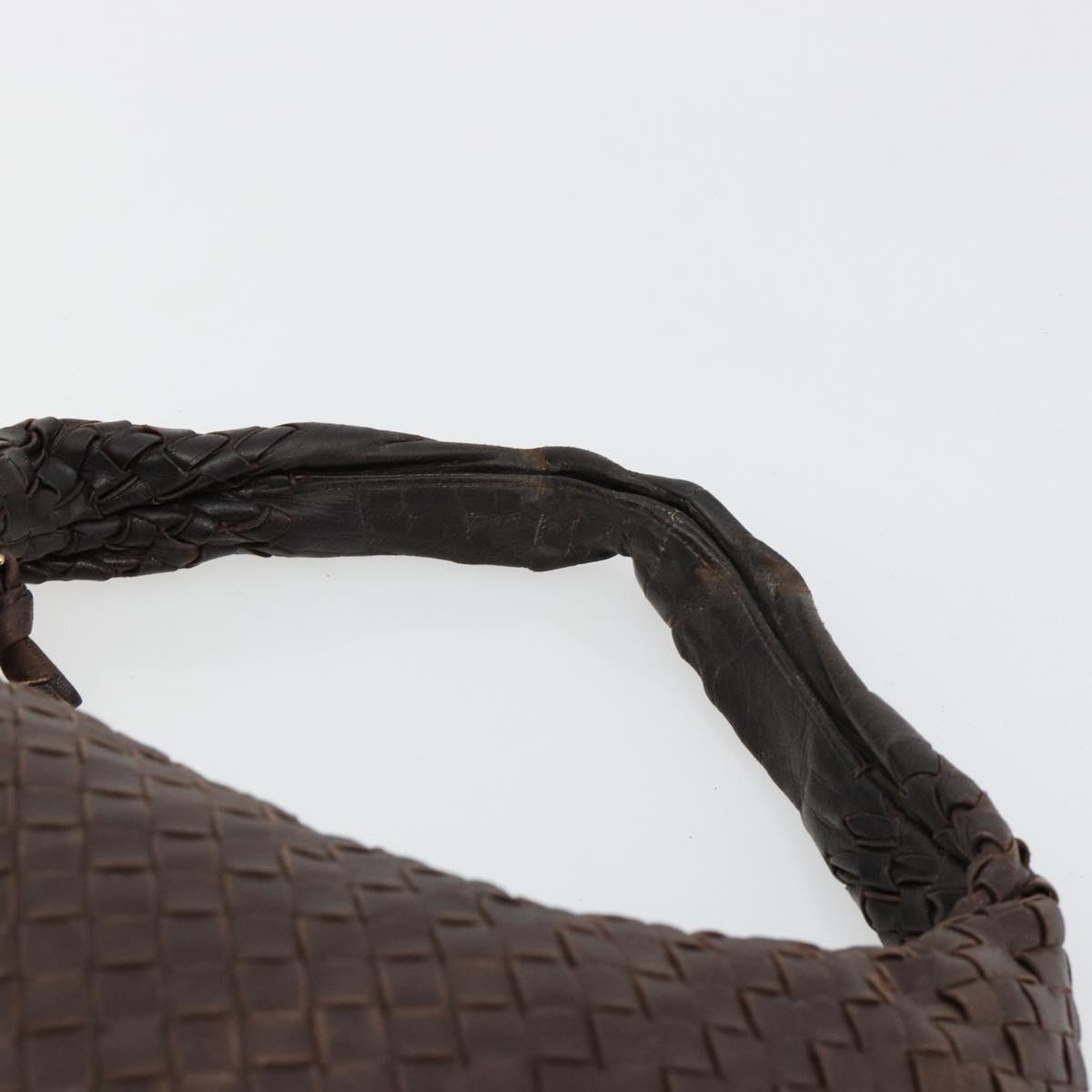 BOTTEGA VENETA INTRECCIATO Shoulder Bag Leather Brown Gold Auth 183360A