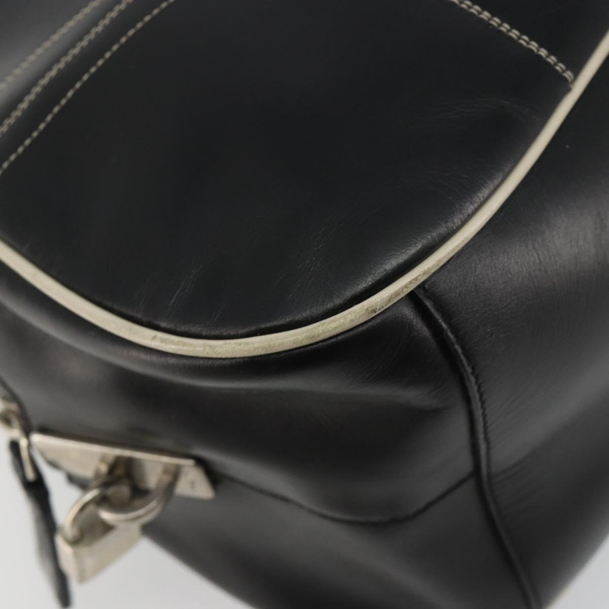 PRADA Hand Bag Leather Black Silver Auth 183362V