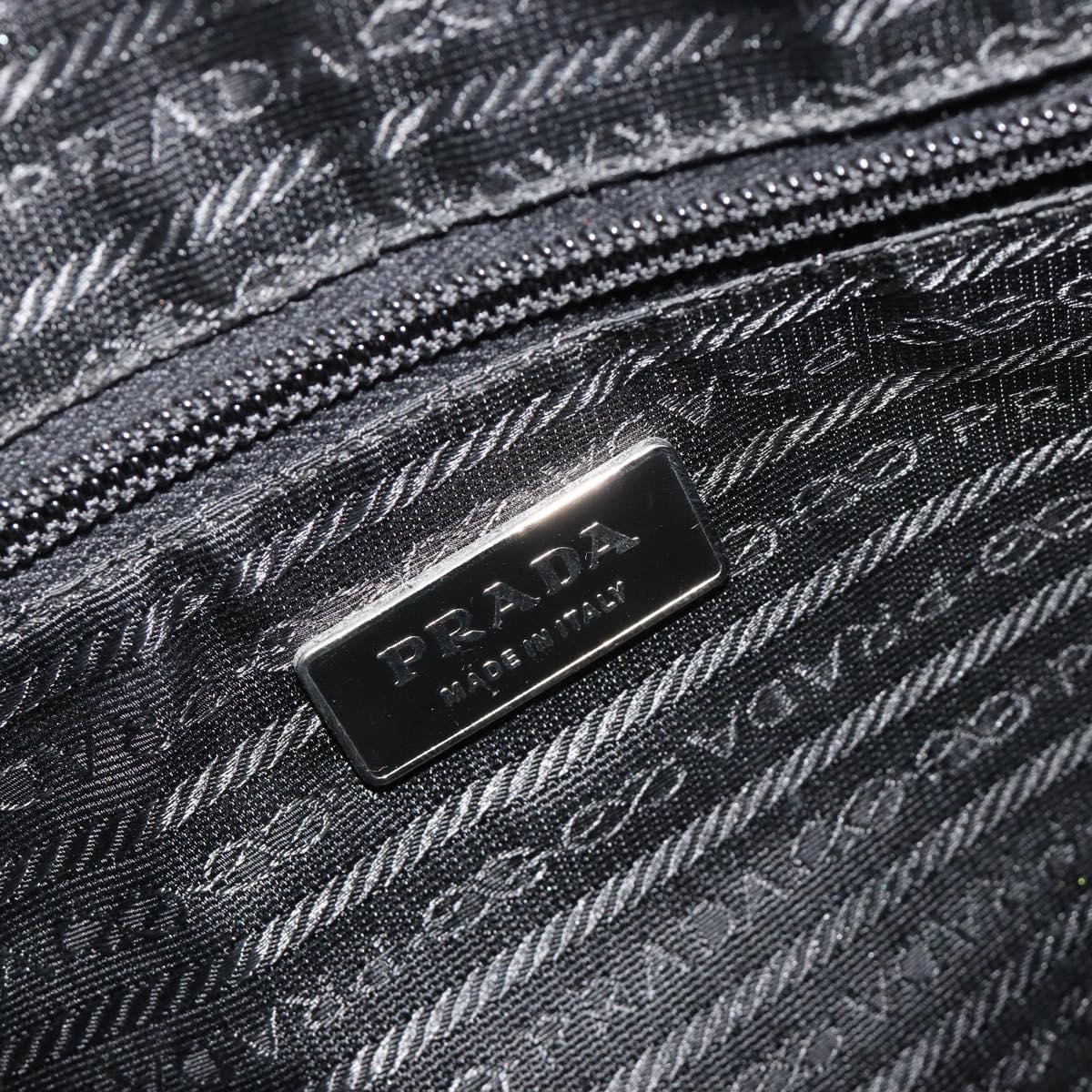 PRADA Hand Bag Leather Black Silver Auth 183362V