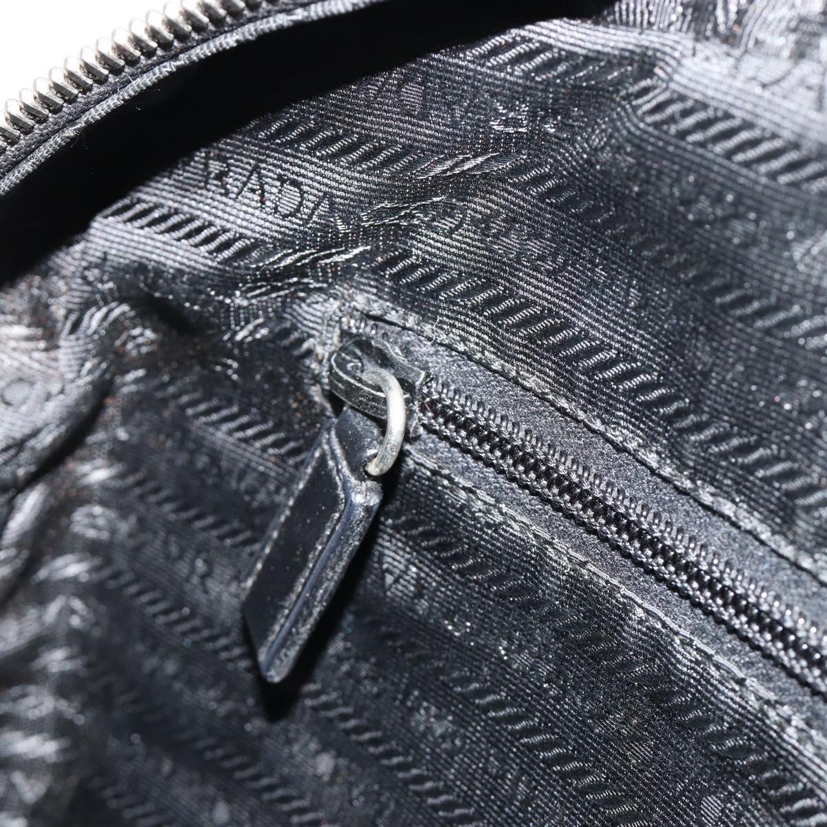 PRADA Hand Bag Leather Black Silver Auth 183362V