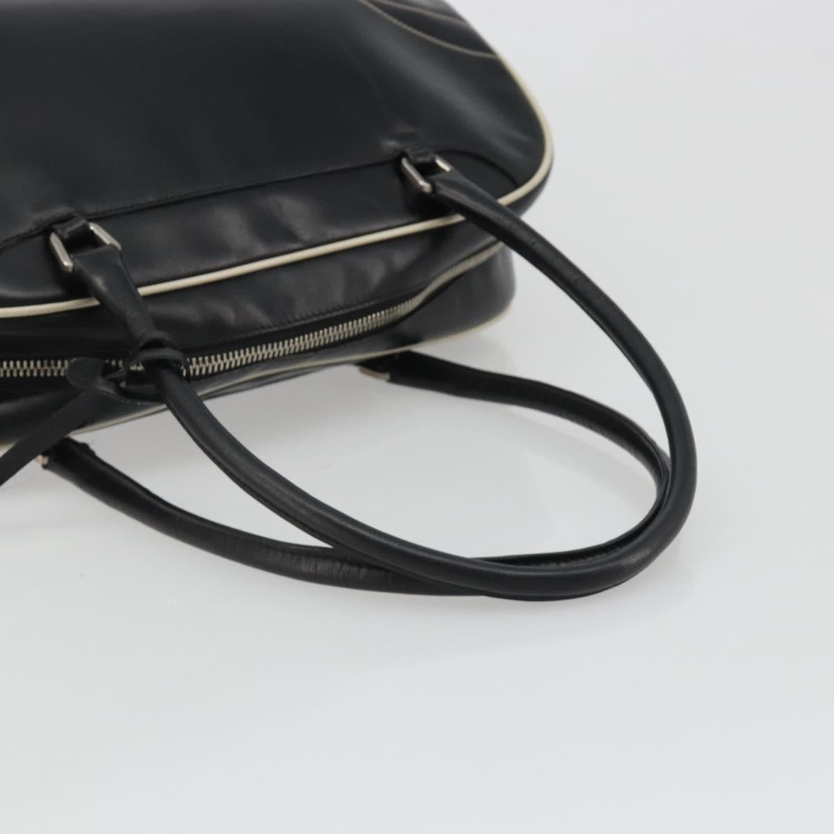 PRADA Hand Bag Leather Black Silver Auth 183362V