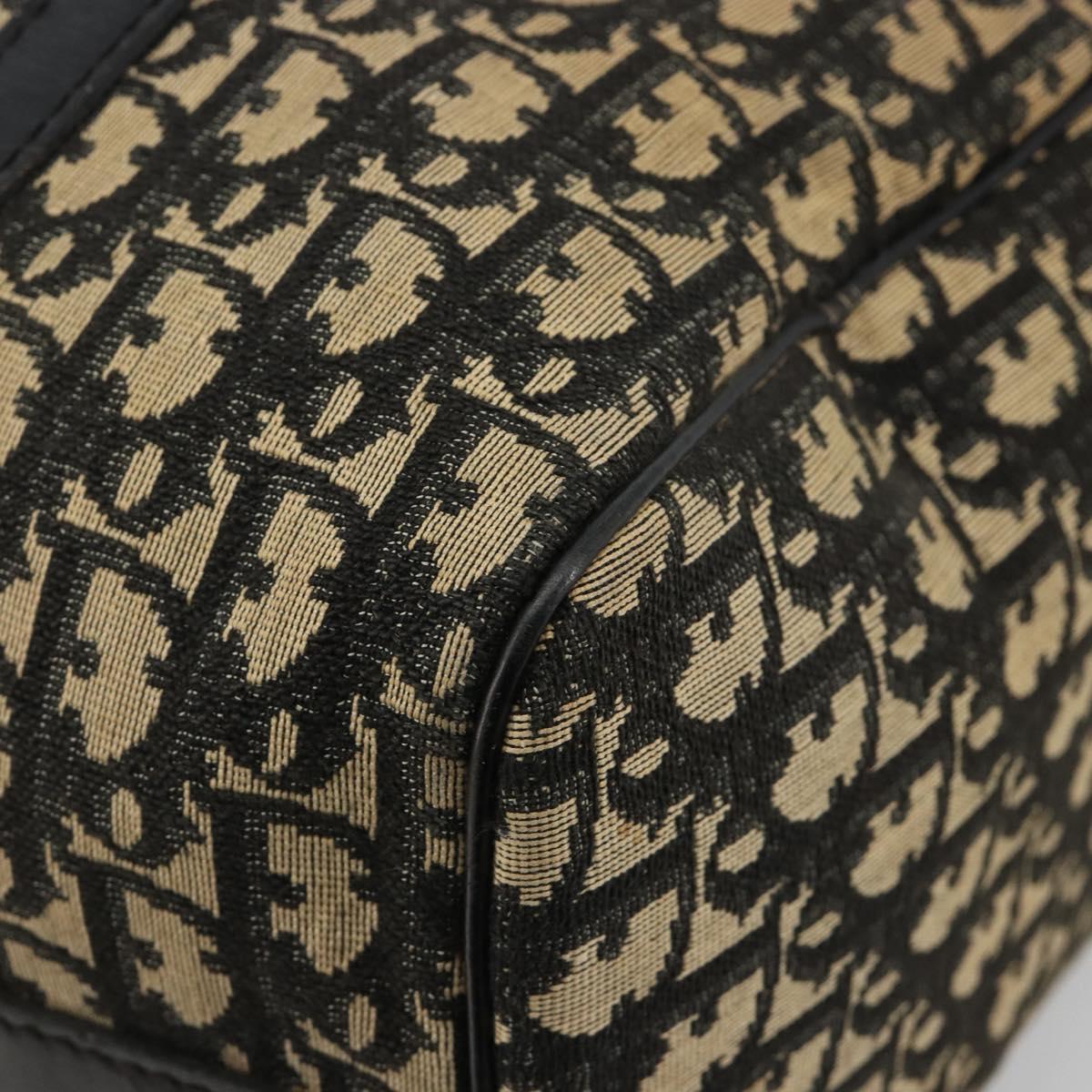 Christian Dior Trotter Canvas Hand Bag Navy Gold Auth 183363