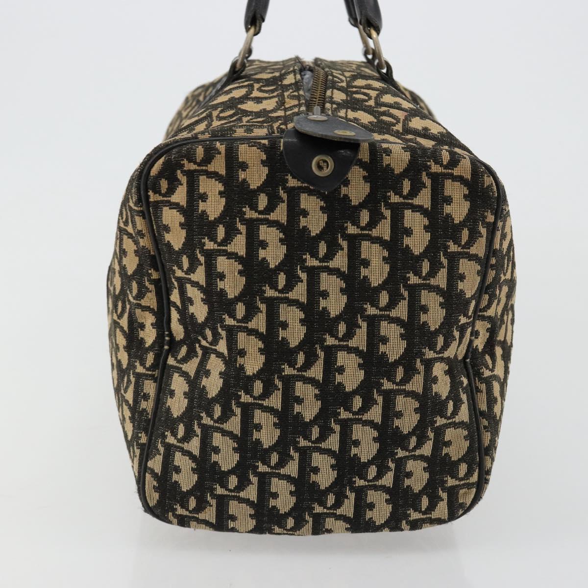 Christian Dior Trotter Canvas Hand Bag Navy Gold Auth 183363