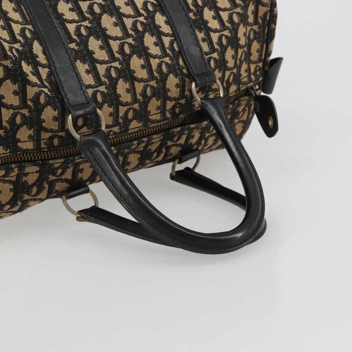 Christian Dior Trotter Canvas Hand Bag Navy Gold Auth 183363