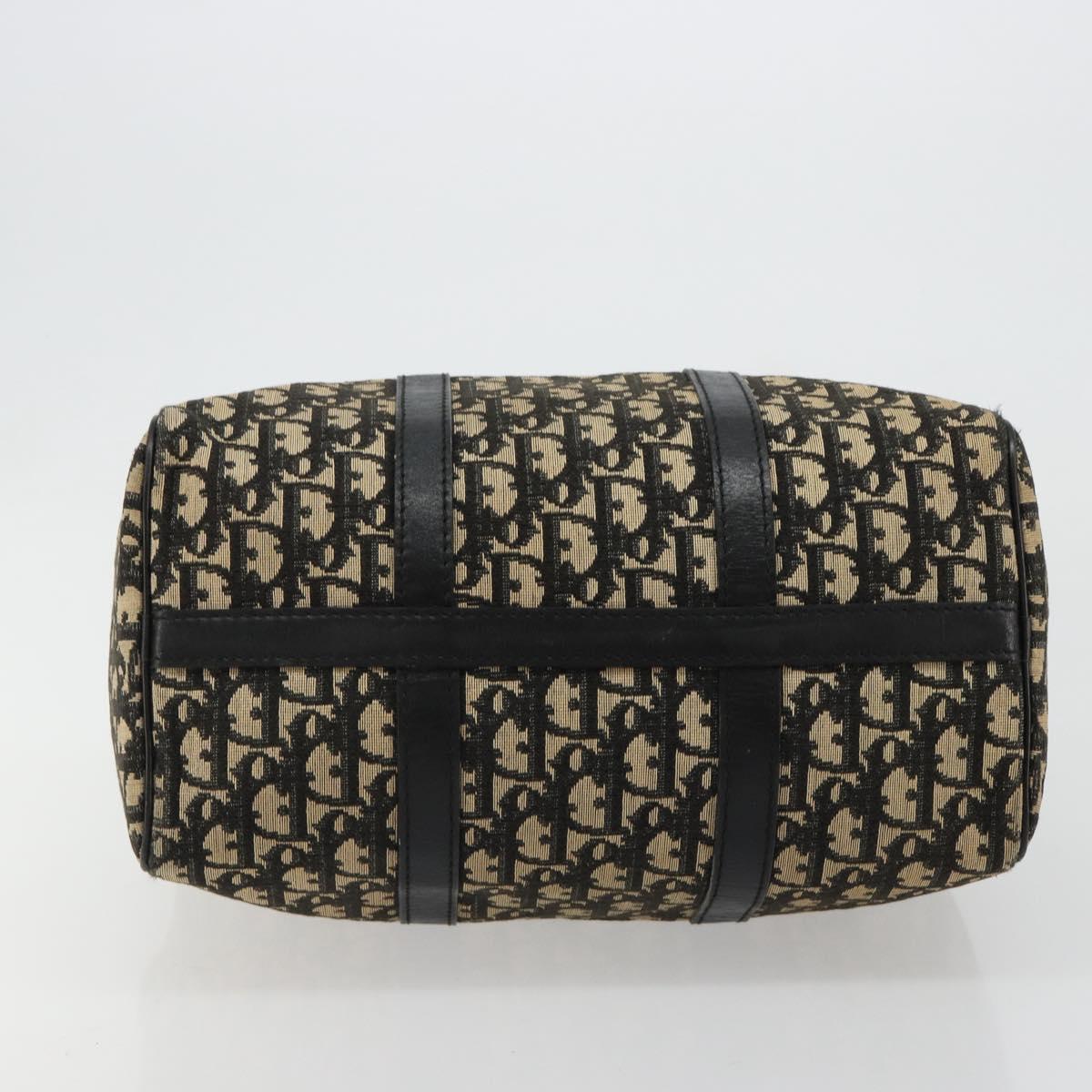 Christian Dior Trotter Canvas Hand Bag Navy Gold Auth 183363