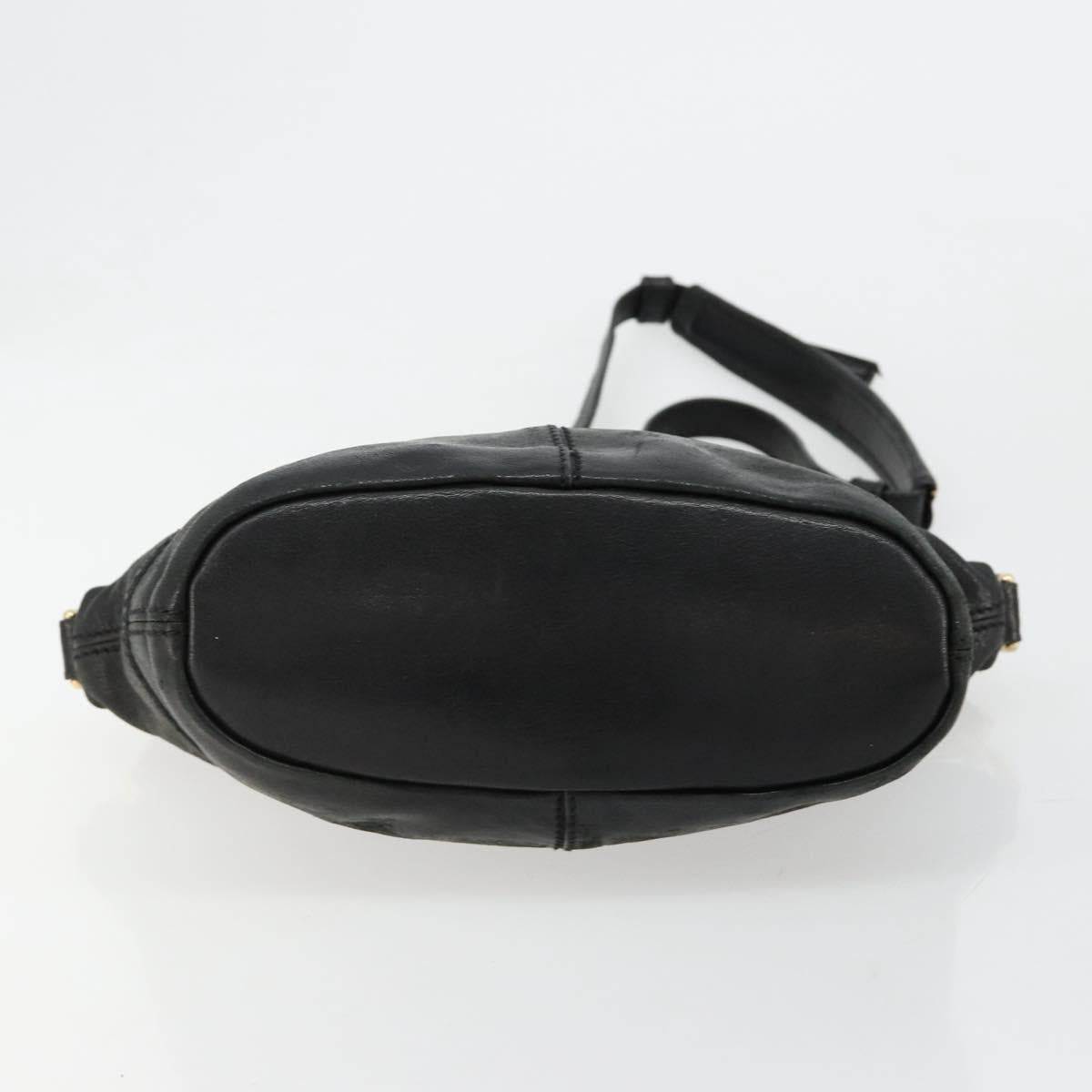GIVENCHY Hand Bag Leather 2way Black Gold Auth 183364
