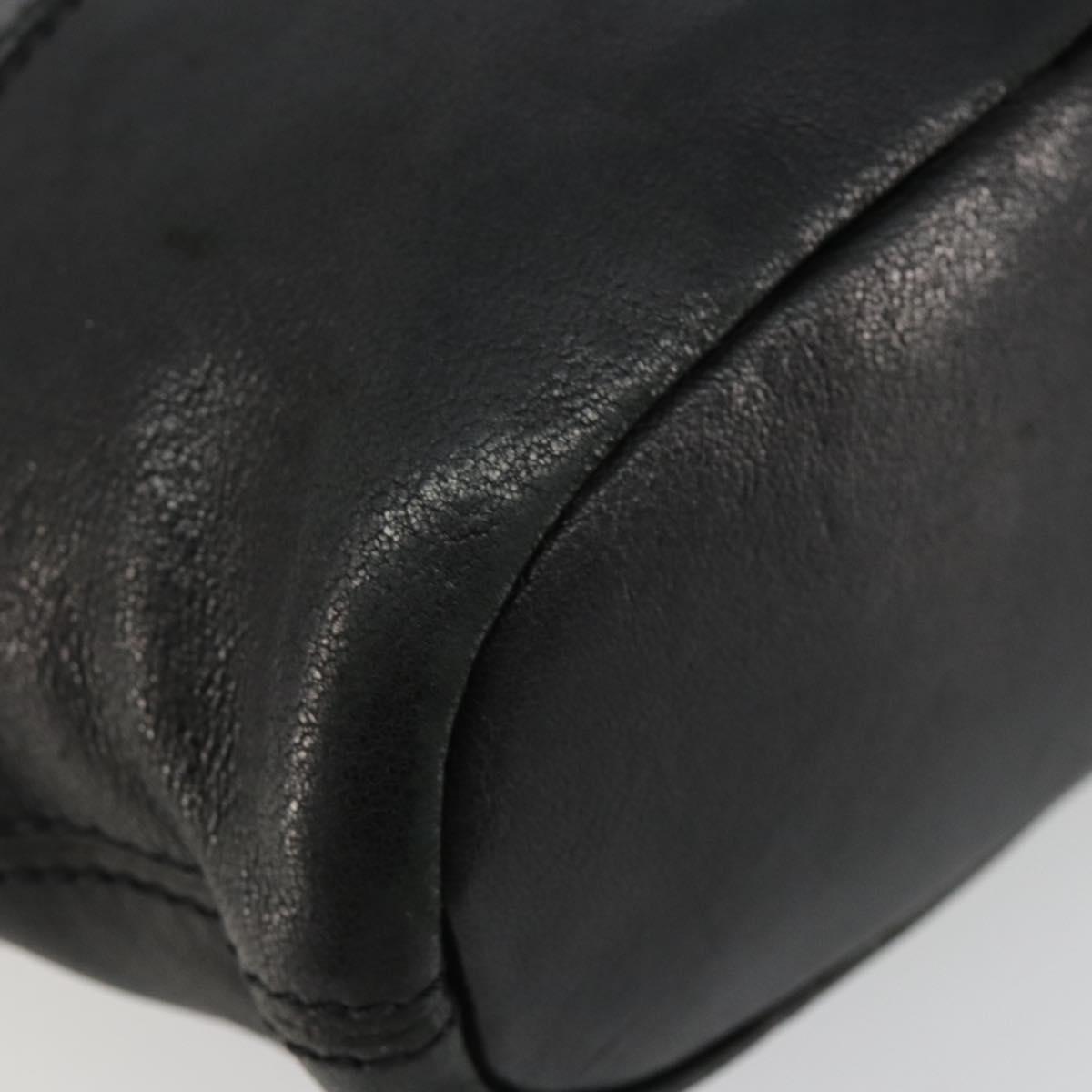 GIVENCHY Hand Bag Leather 2way Black Gold Auth 183364