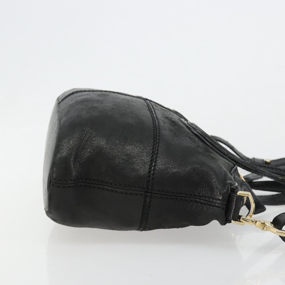 GIVENCHY Hand Bag Leather 2way Black Gold Auth 183364