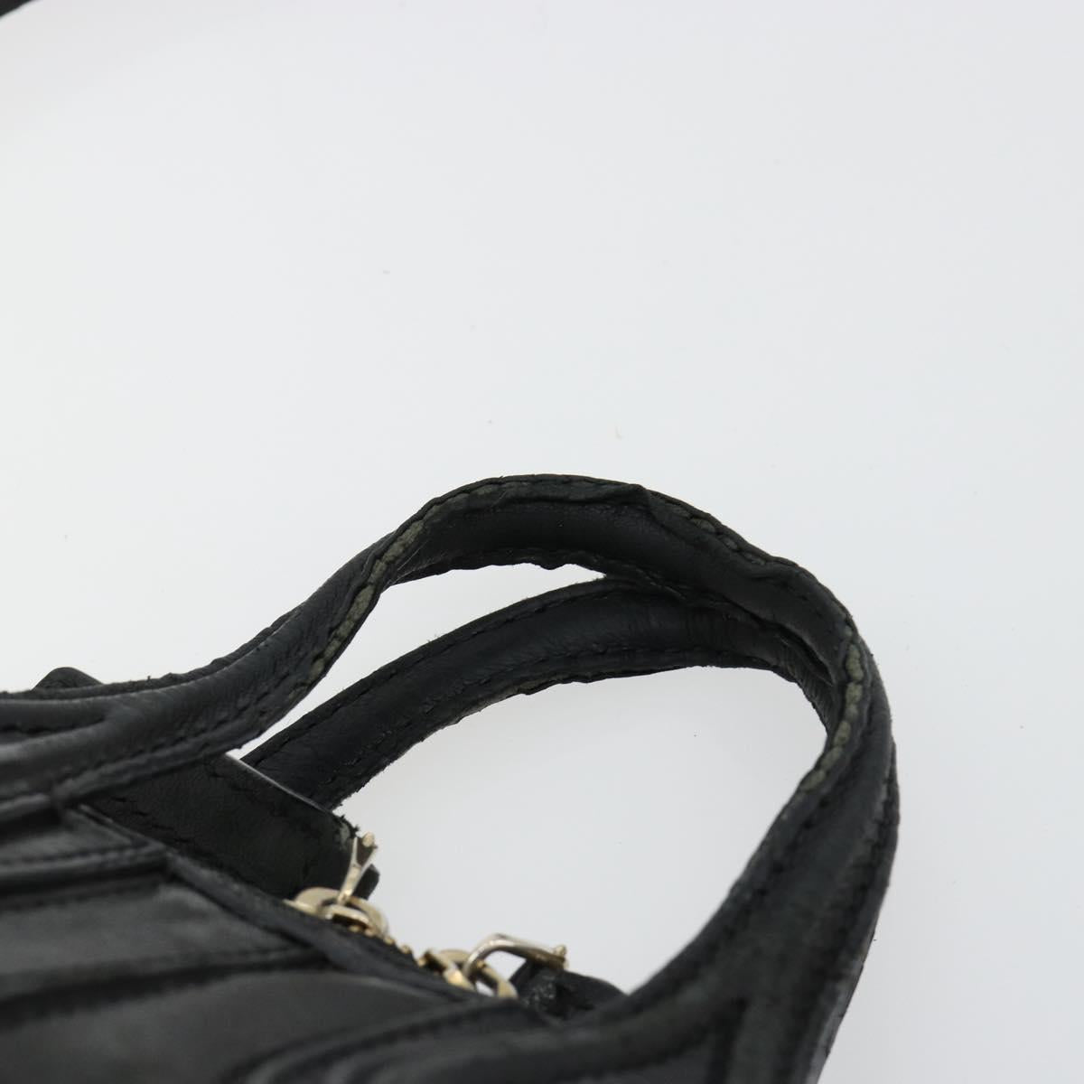 GIVENCHY Hand Bag Leather 2way Black Gold Auth 183364