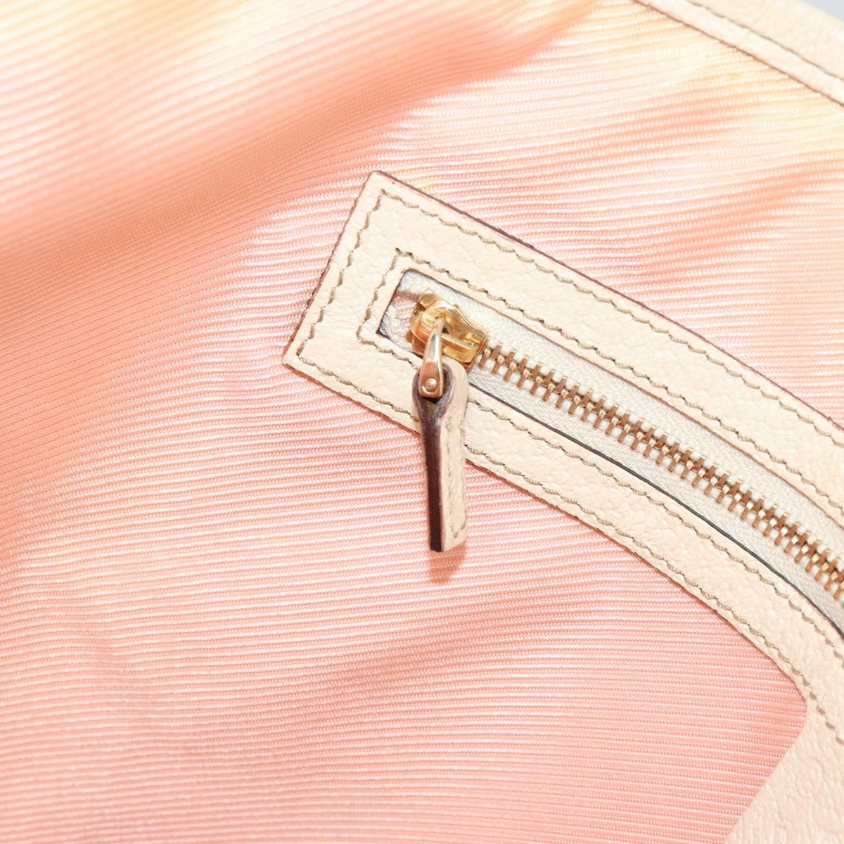 GUCCI Tote Bag Satin White Gold 153009 Auth 183366