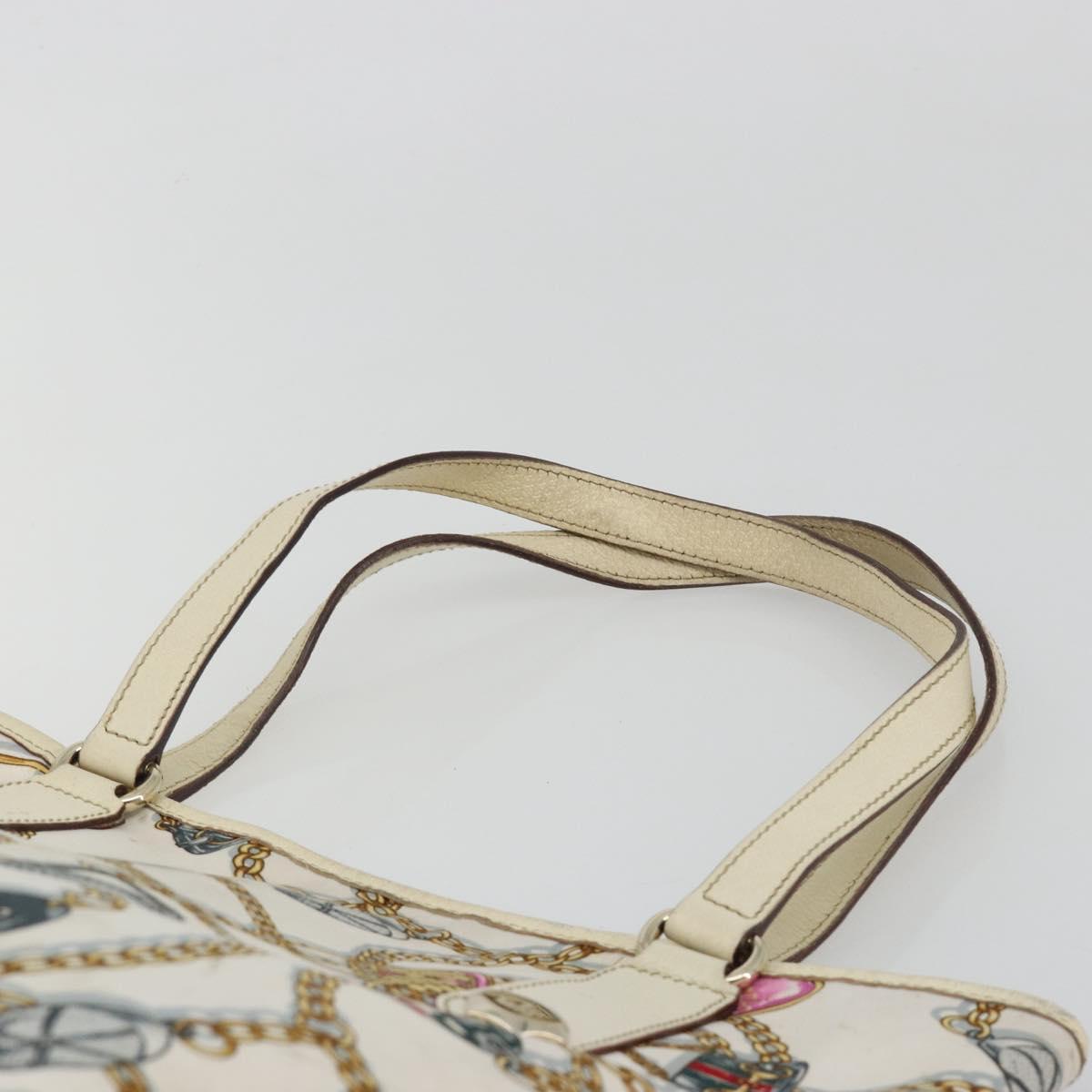 GUCCI Tote Bag Satin White Gold 153009 Auth 183366
