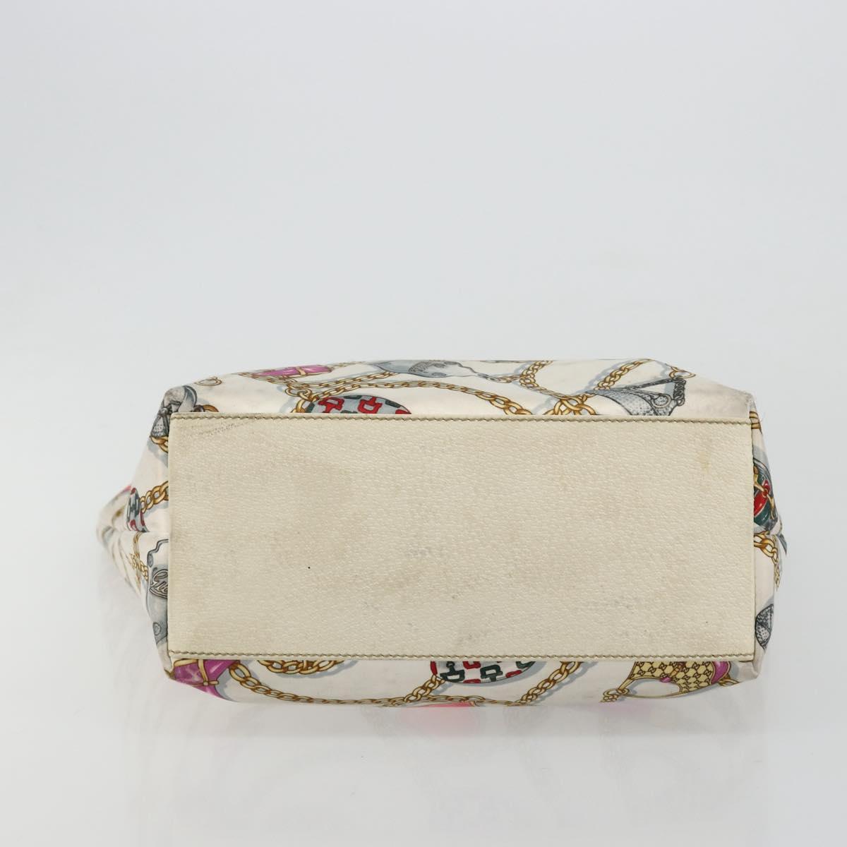 GUCCI Tote Bag Satin White Gold 153009 Auth 183366
