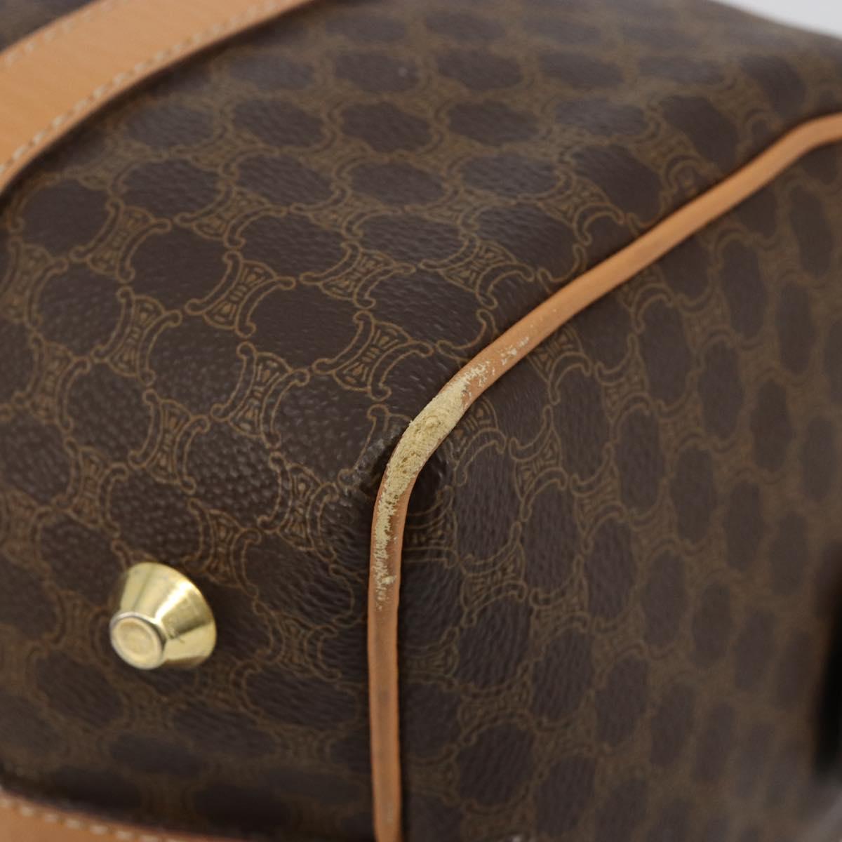 CELINE Macadam Canvas Hand Bag PVC Leather Brown Gold Auth 183369A
