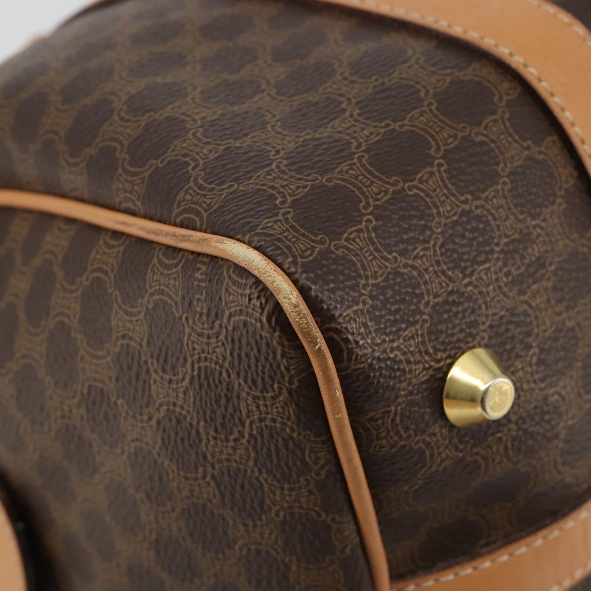 CELINE Macadam Canvas Hand Bag PVC Leather Brown Gold Auth 183369A