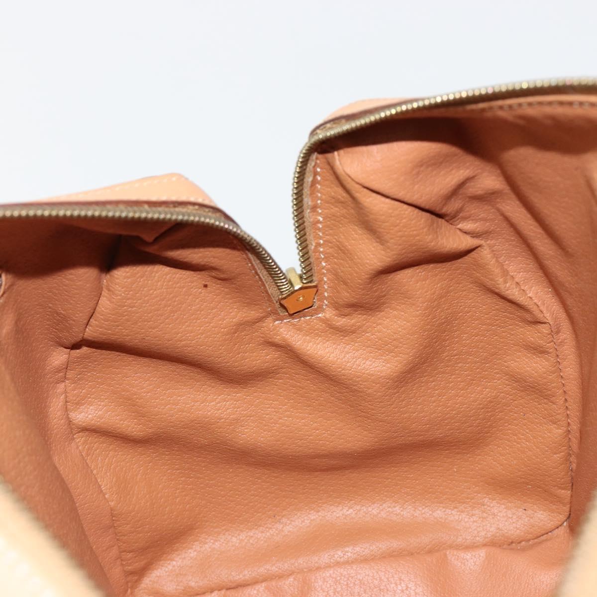 CELINE Macadam Canvas Hand Bag PVC Leather Brown Gold Auth 183369A