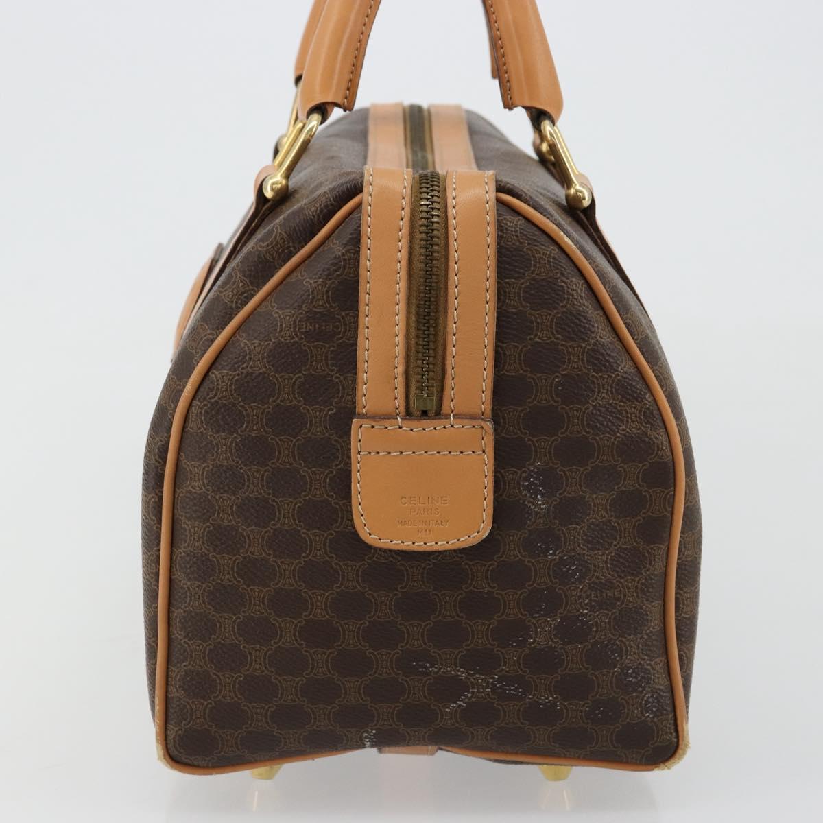 CELINE Macadam Canvas Hand Bag PVC Leather Brown Gold Auth 183369A