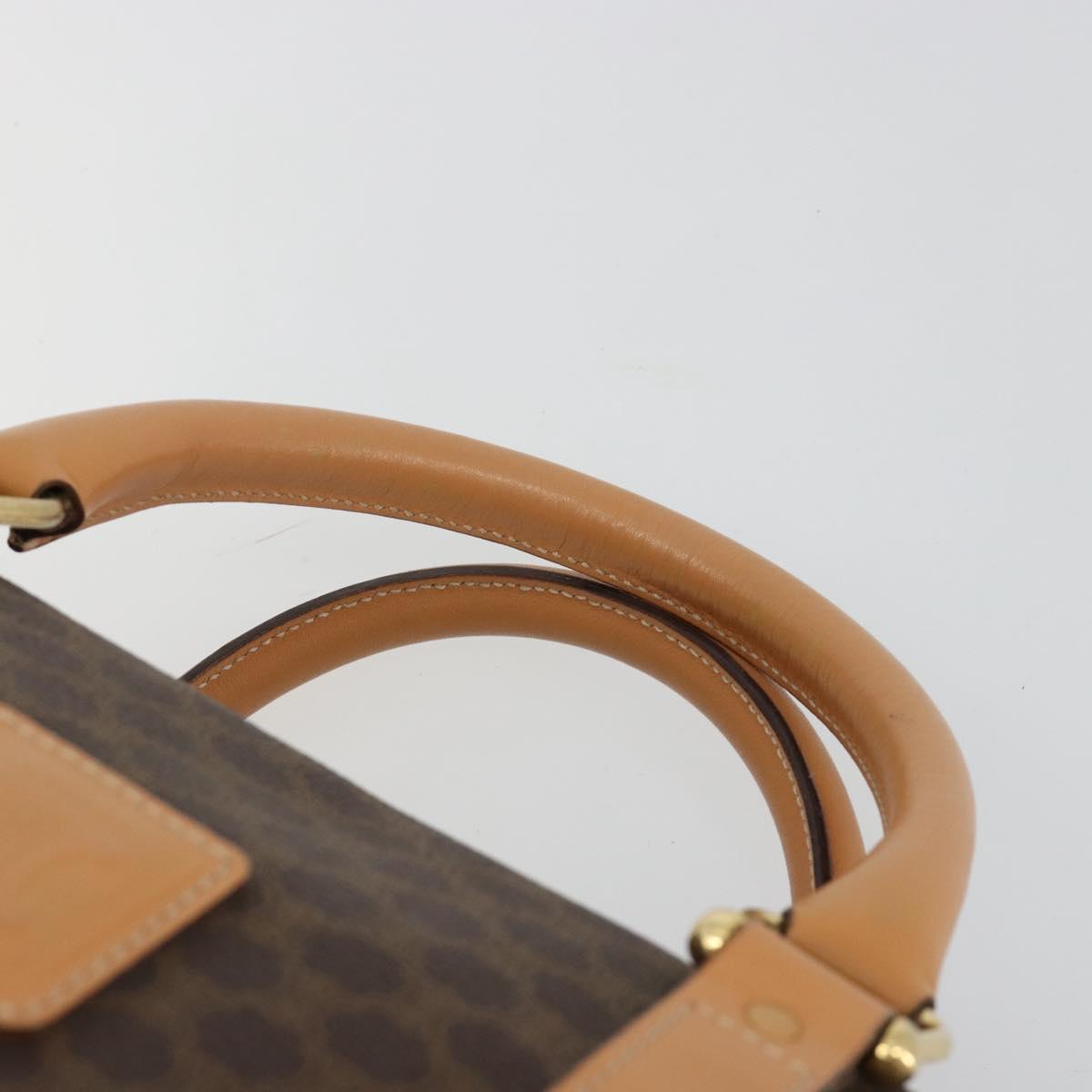 CELINE Macadam Canvas Hand Bag PVC Leather Brown Gold Auth 183369A