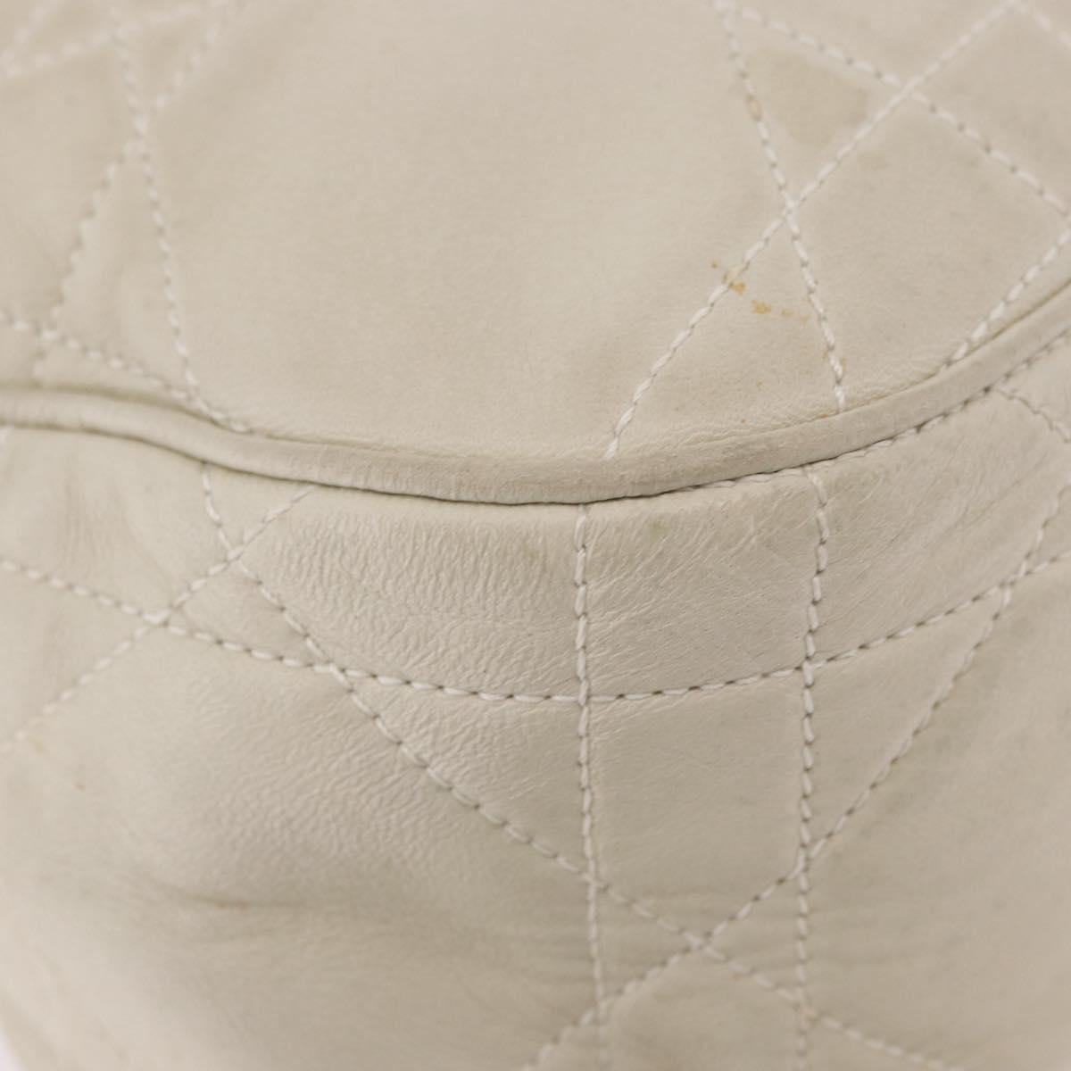 Christian Dior Purse Lady Dior Hand Bag Leather Ivory Auth 183372