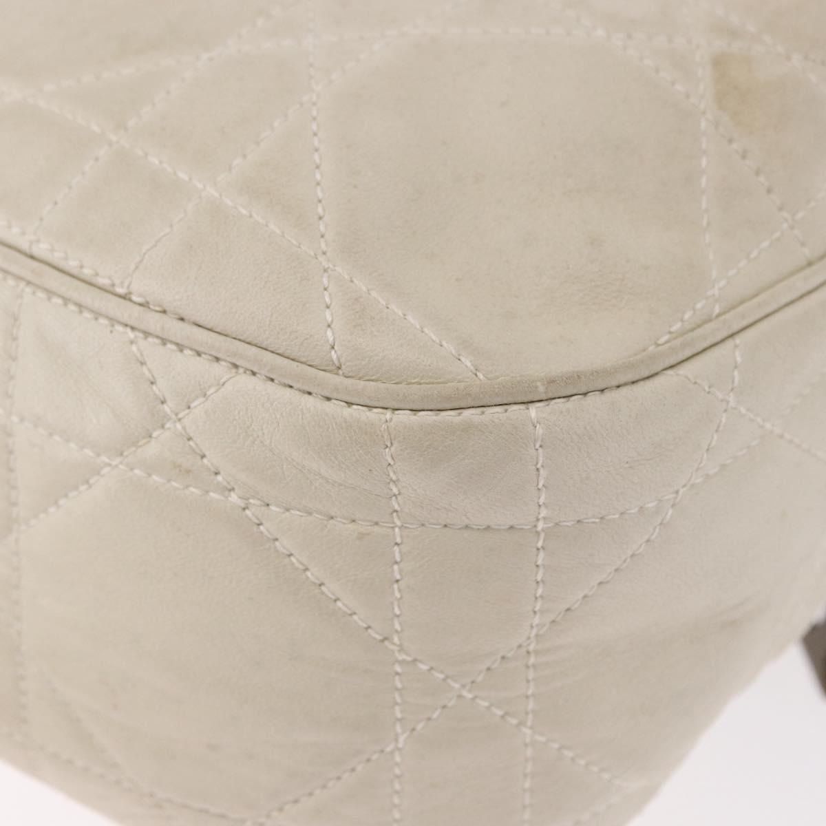 Christian Dior Purse Lady Dior Hand Bag Leather Ivory Auth 183372