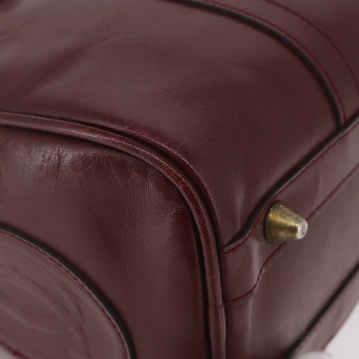 CARTIER Must Line Hand Bag Leather Bordeaux Gold Auth 183377A