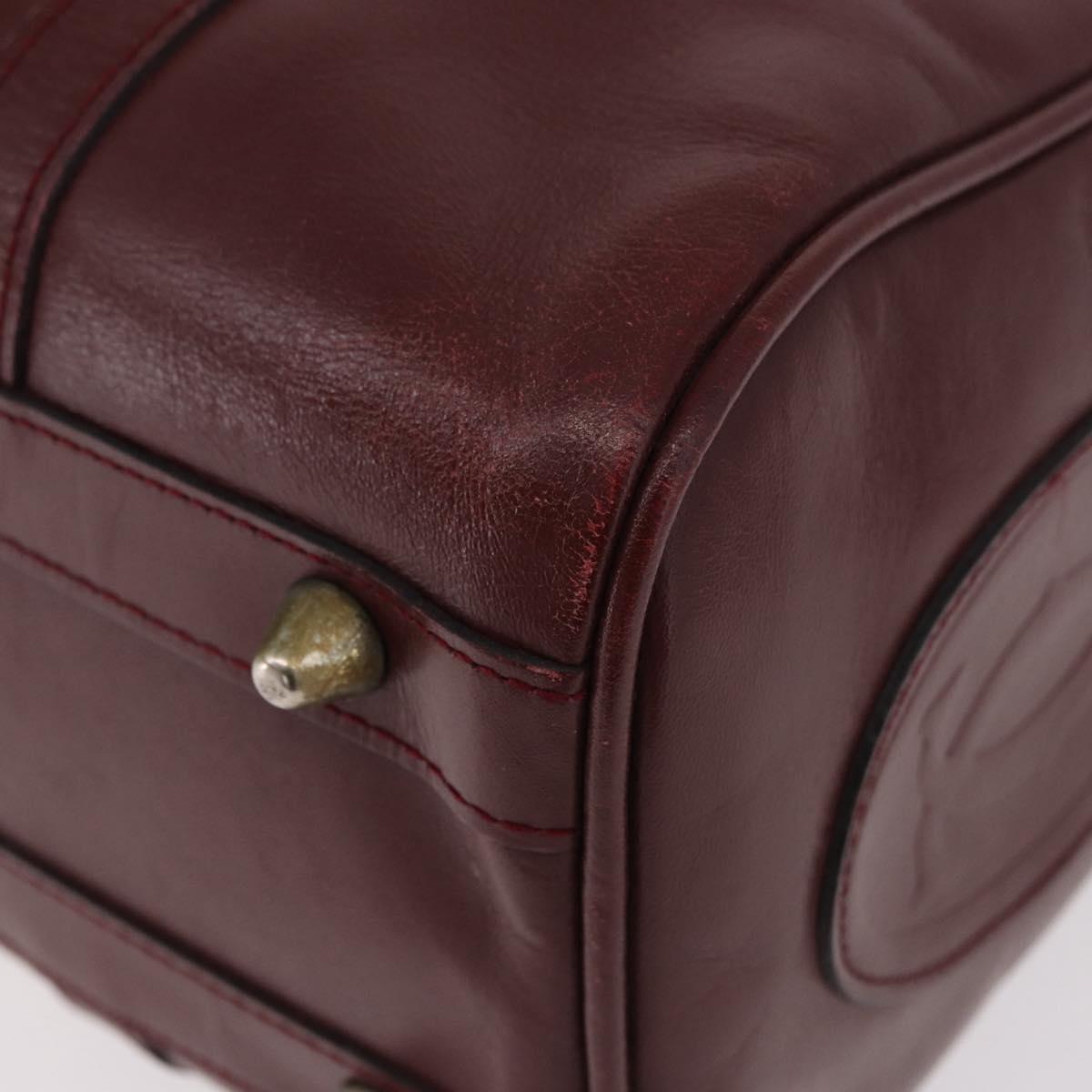 CARTIER Must Line Hand Bag Leather Bordeaux Gold Auth 183377A