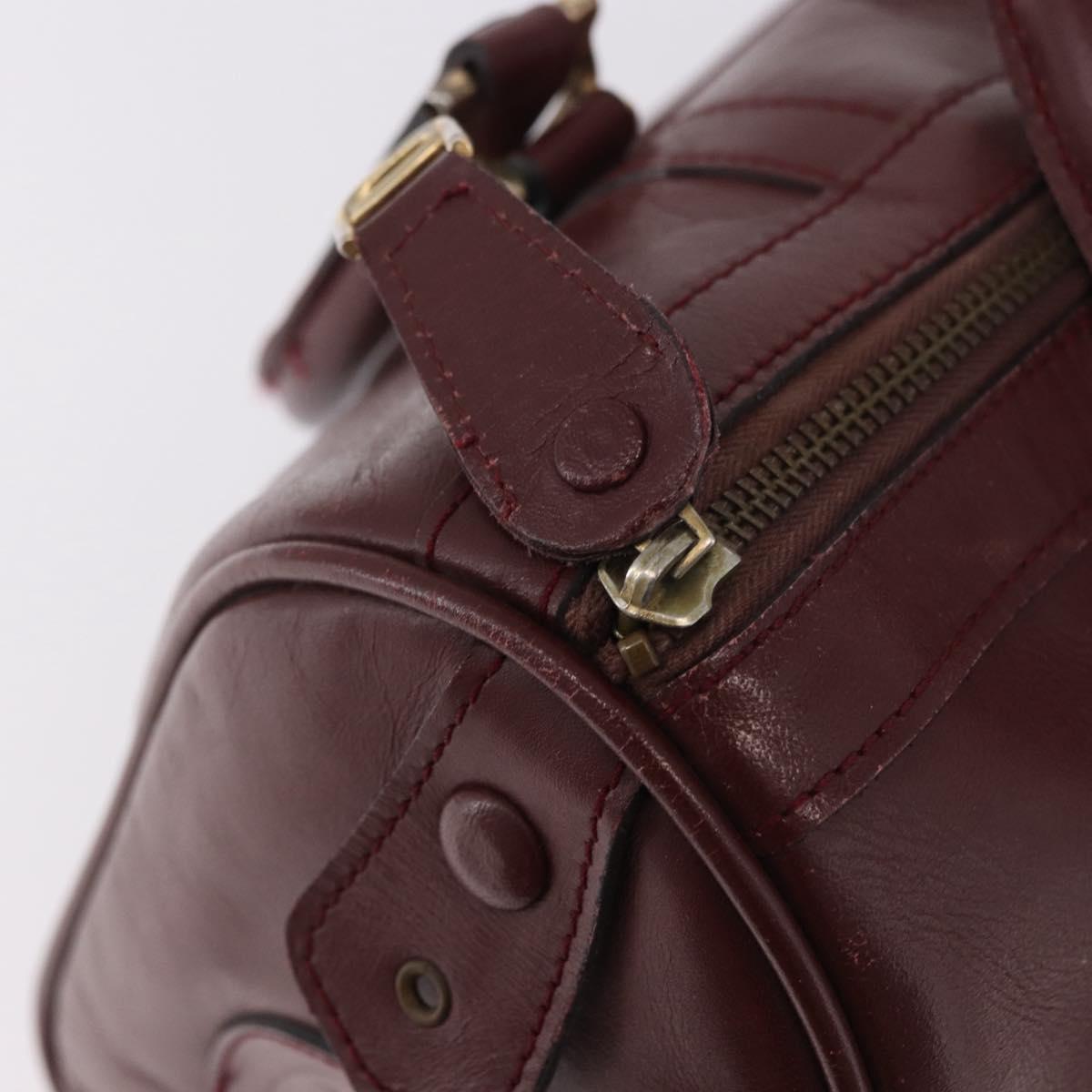 CARTIER Must Line Hand Bag Leather Bordeaux Gold Auth 183377A
