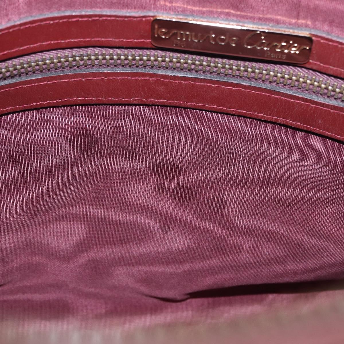 CARTIER Must Line Hand Bag Leather Bordeaux Gold Auth 183377A