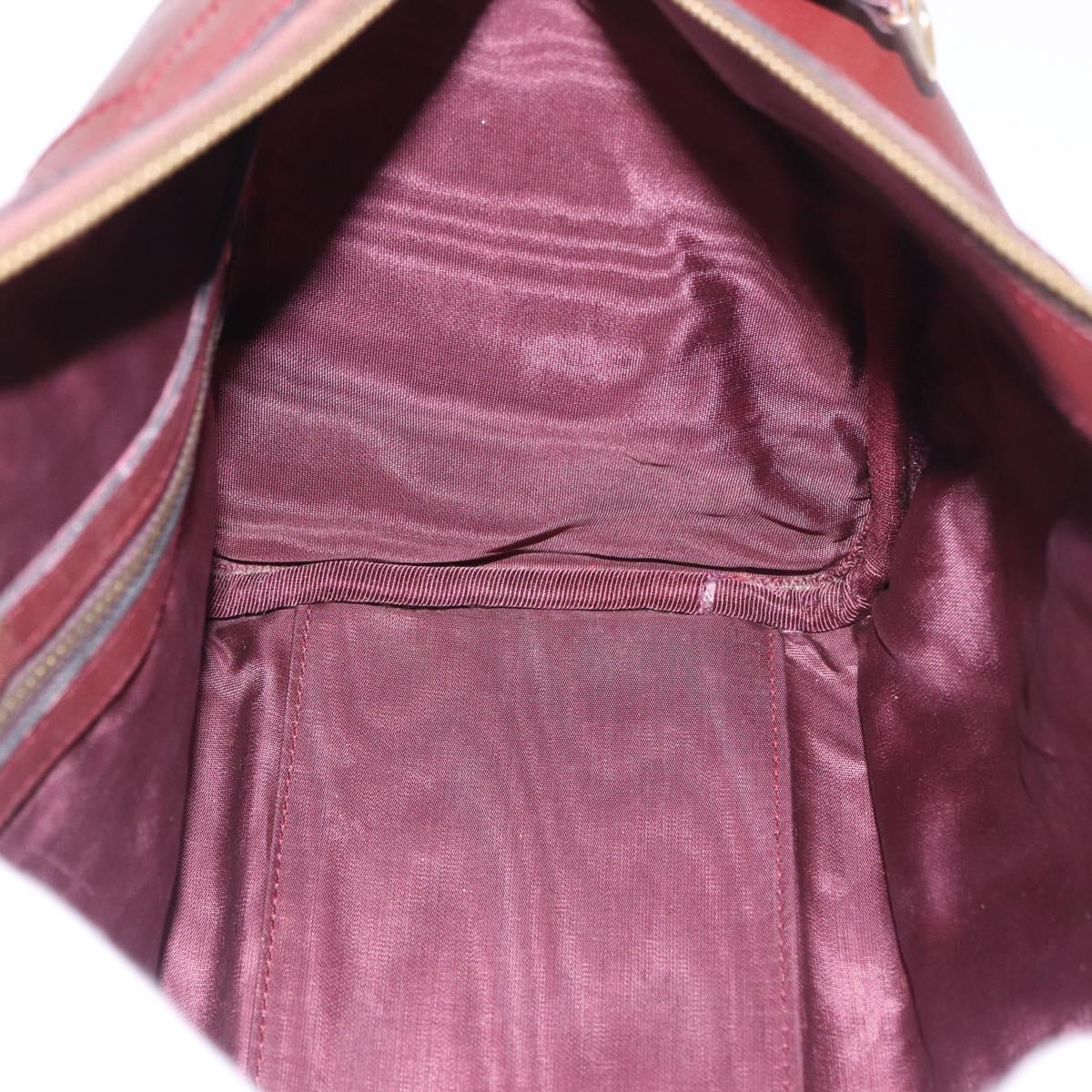 CARTIER Must Line Hand Bag Leather Bordeaux Gold Auth 183377A