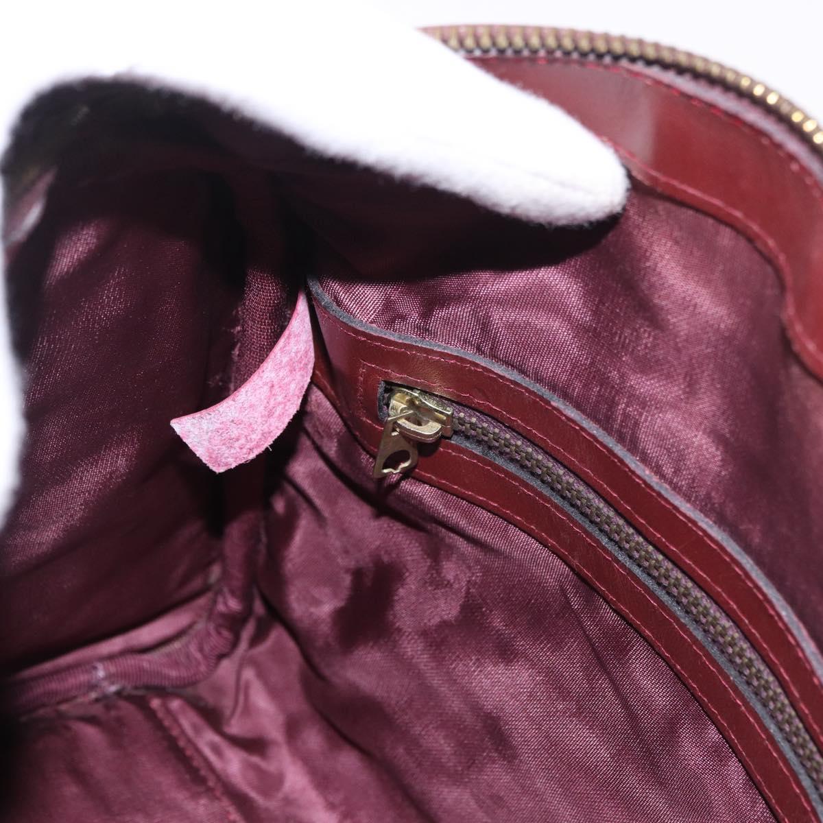CARTIER Must Line Hand Bag Leather Bordeaux Gold Auth 183377A