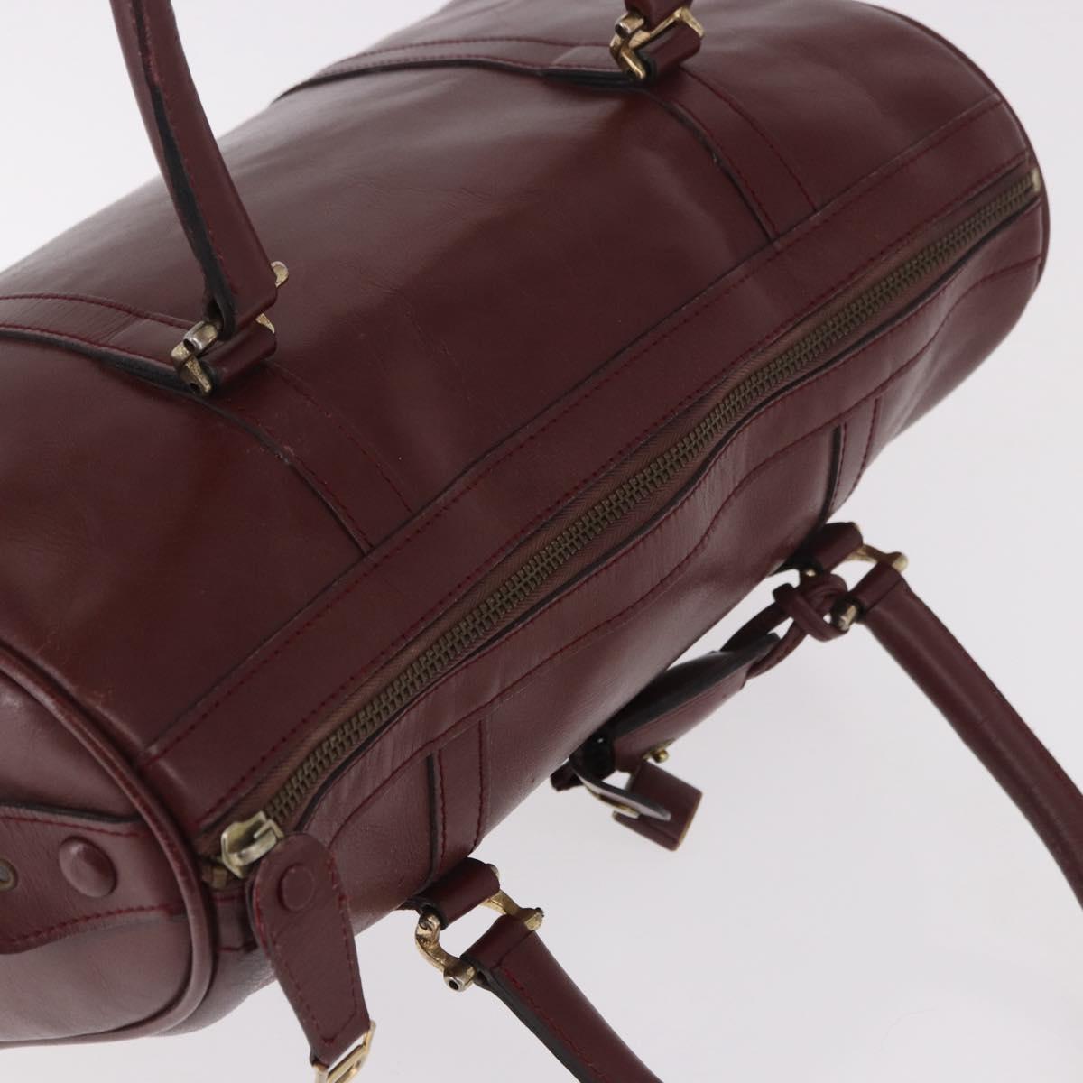 CARTIER Must Line Hand Bag Leather Bordeaux Gold Auth 183377A