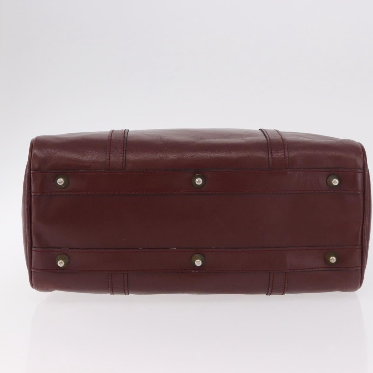 CARTIER Must Line Hand Bag Leather Bordeaux Gold Auth 183377A