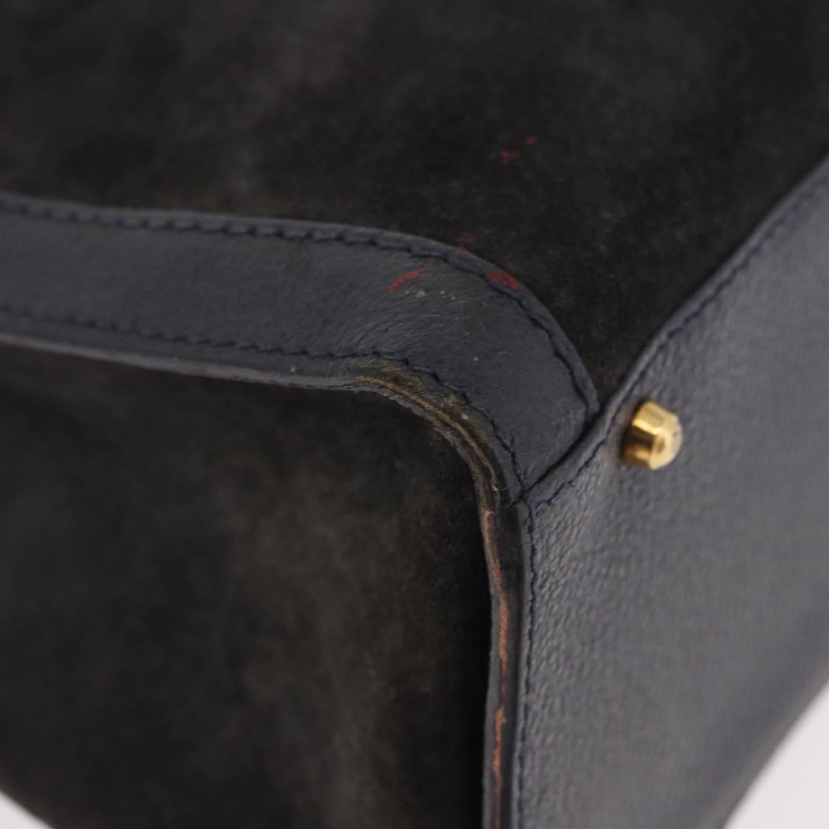 GUCCI Bamboo Tote Bag Suede Black Gold 002 2853 0260 0 Auth 183378