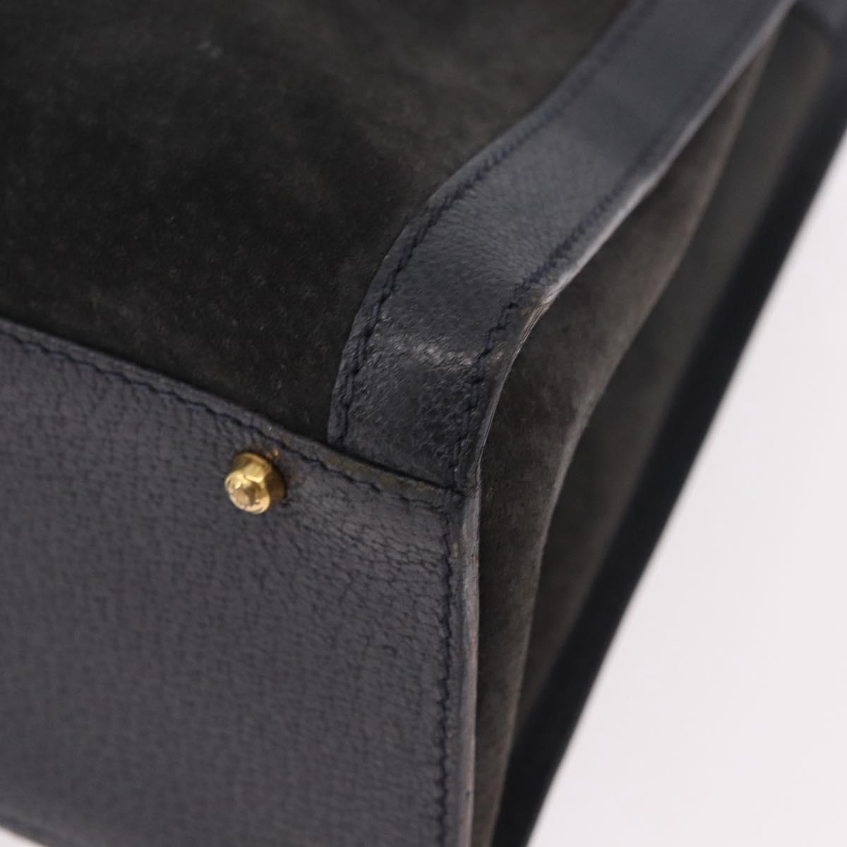 GUCCI Bamboo Tote Bag Suede Black Gold 002 2853 0260 0 Auth 183378
