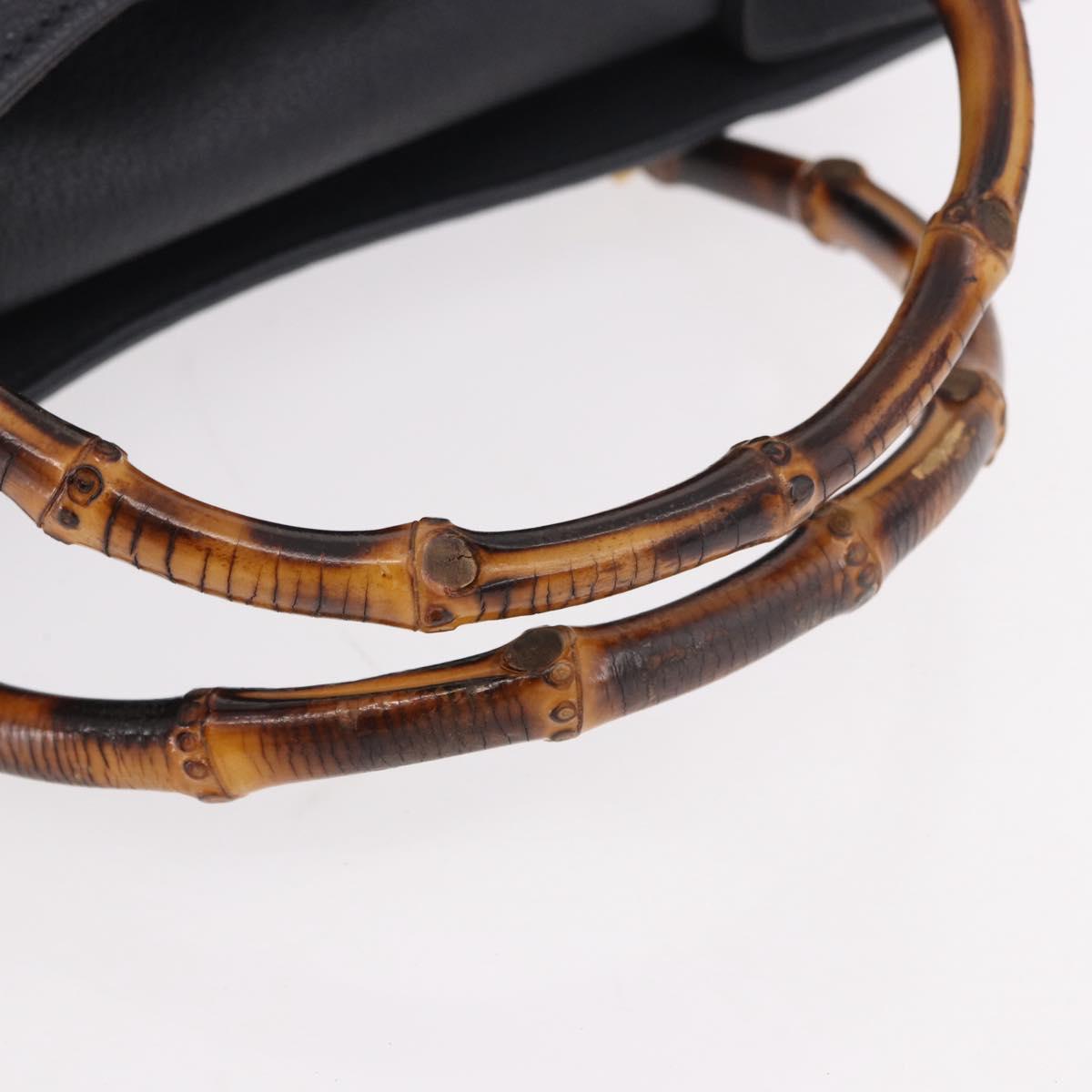 GUCCI Bamboo Tote Bag Suede Black Gold 002 2853 0260 0 Auth 183378