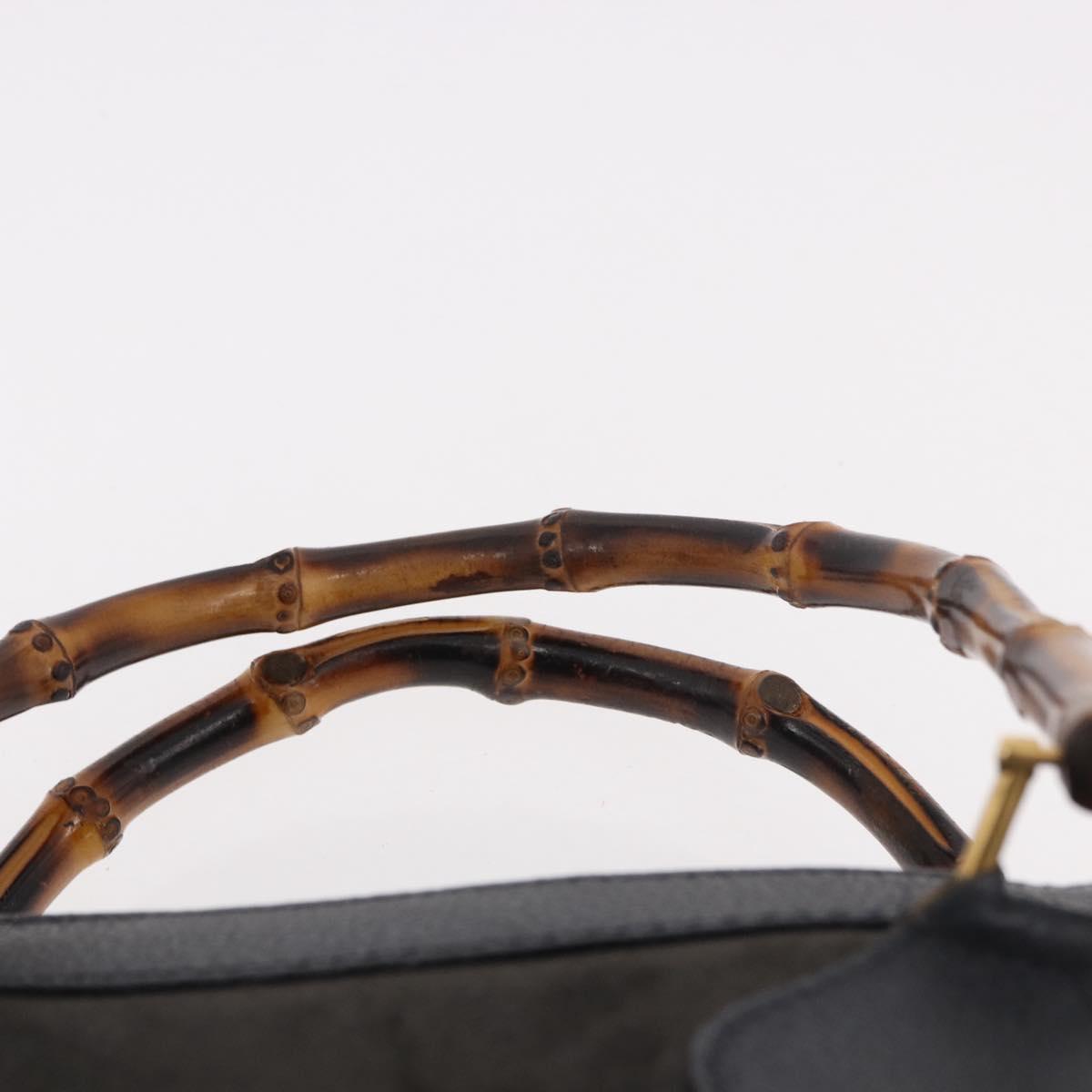GUCCI Bamboo Tote Bag Suede Black Gold 002 2853 0260 0 Auth 183378