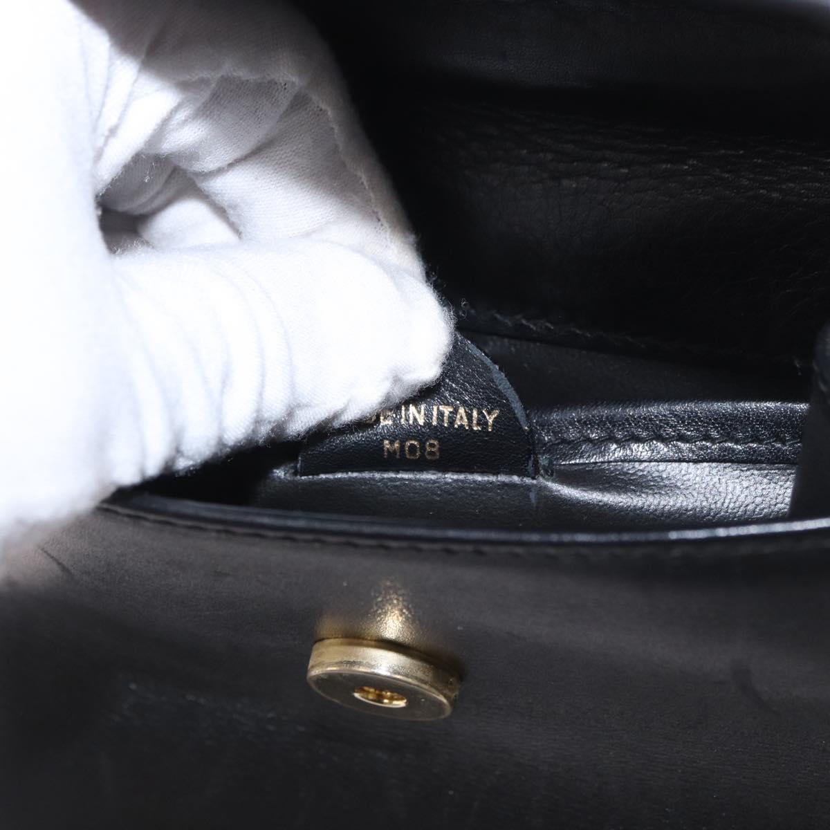 CELINE Hand Bag Leather Black Gold Auth 183388A