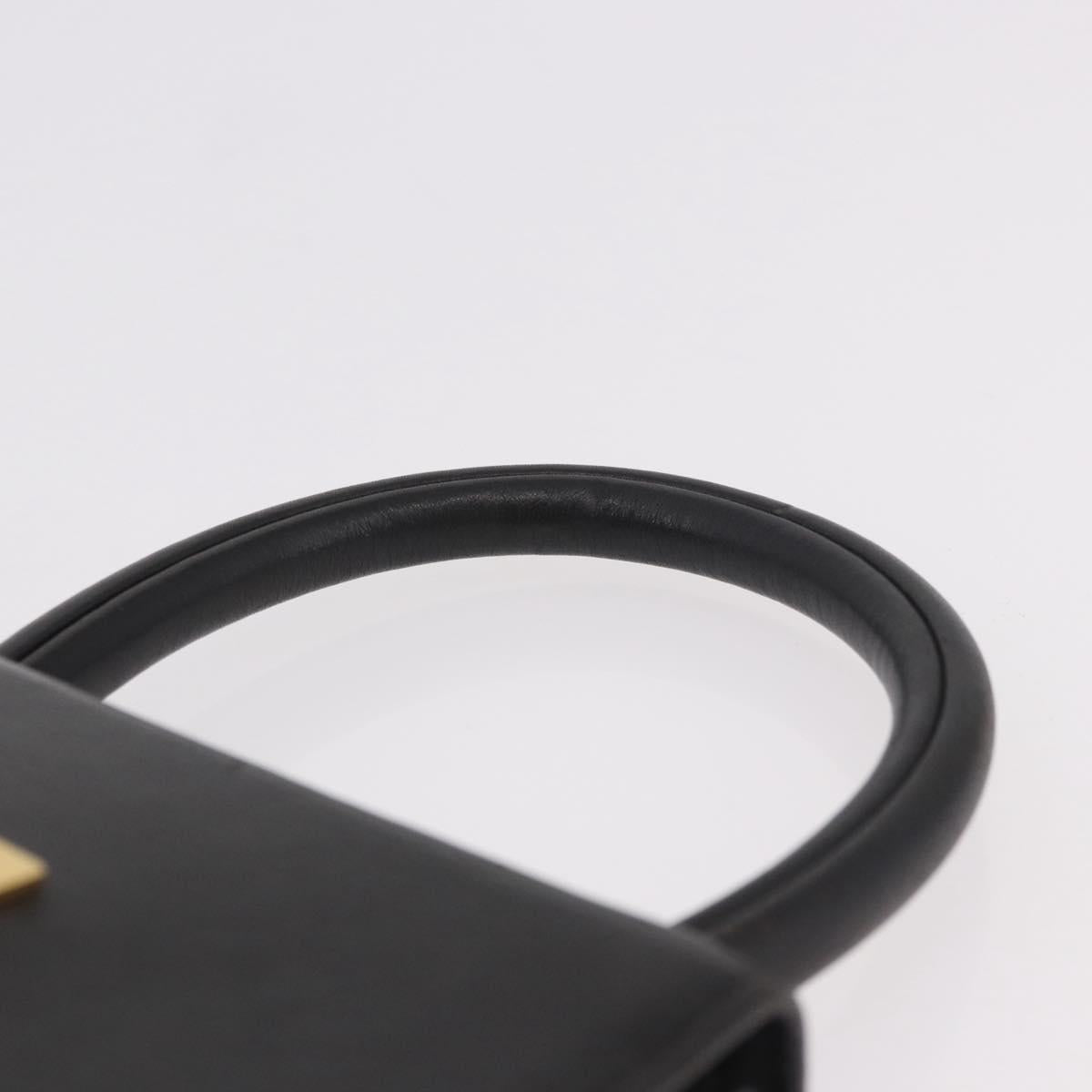 CELINE Hand Bag Leather Black Gold Auth 183388A