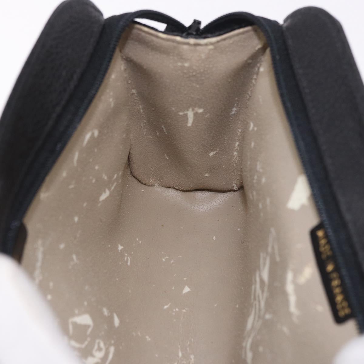 CHANEL Pouch Caviar Skin Black Gold CC Auth 183391