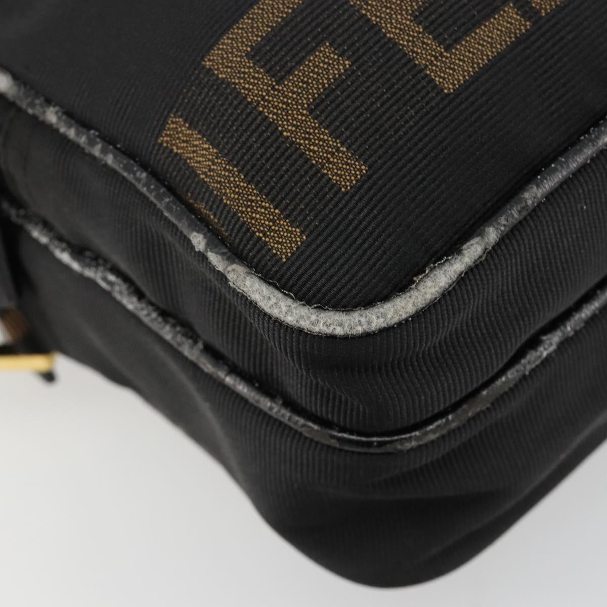 FENDI Shoulder Bag Canvas Black Gold Auth 183392