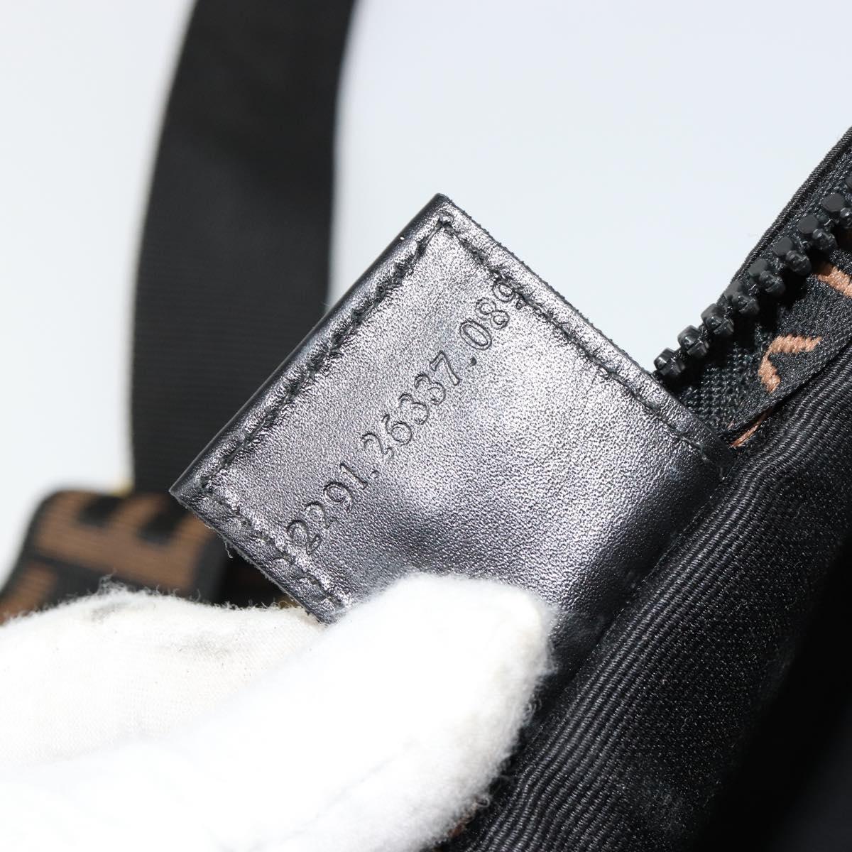 FENDI Shoulder Bag Canvas Black Gold Auth 183392
