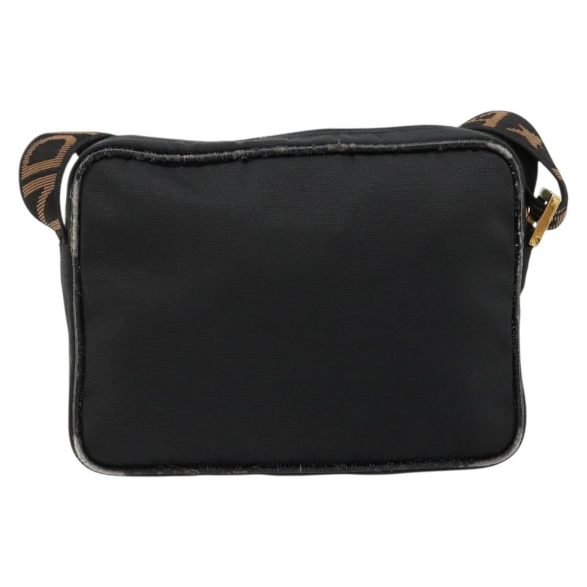 FENDI Shoulder Bag Canvas Black Gold Auth 183392