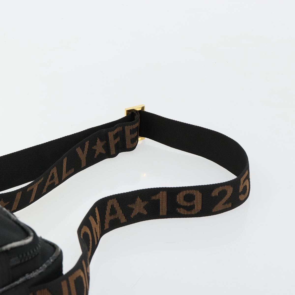 FENDI Shoulder Bag Canvas Black Gold Auth 183392