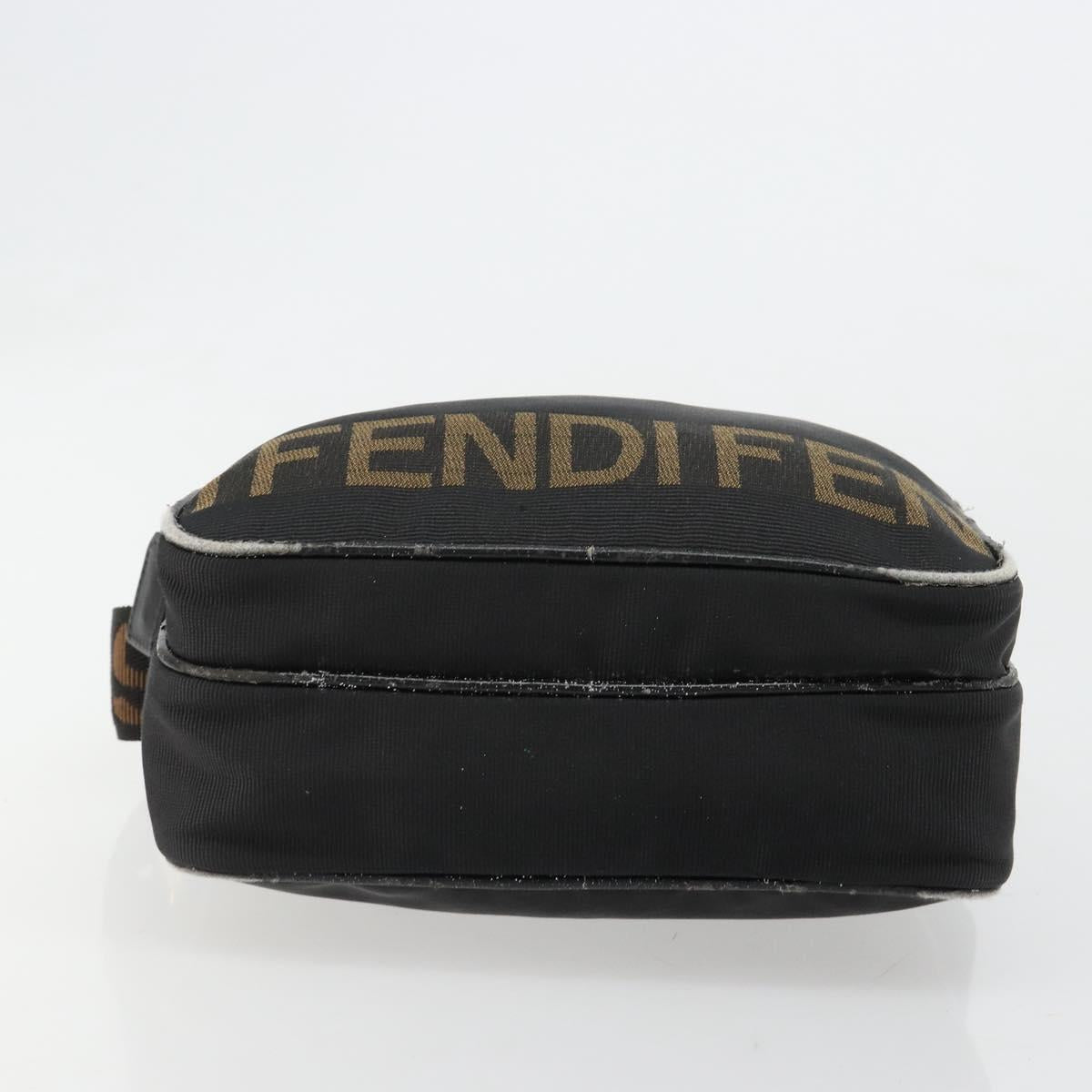 FENDI Shoulder Bag Canvas Black Gold Auth 183392