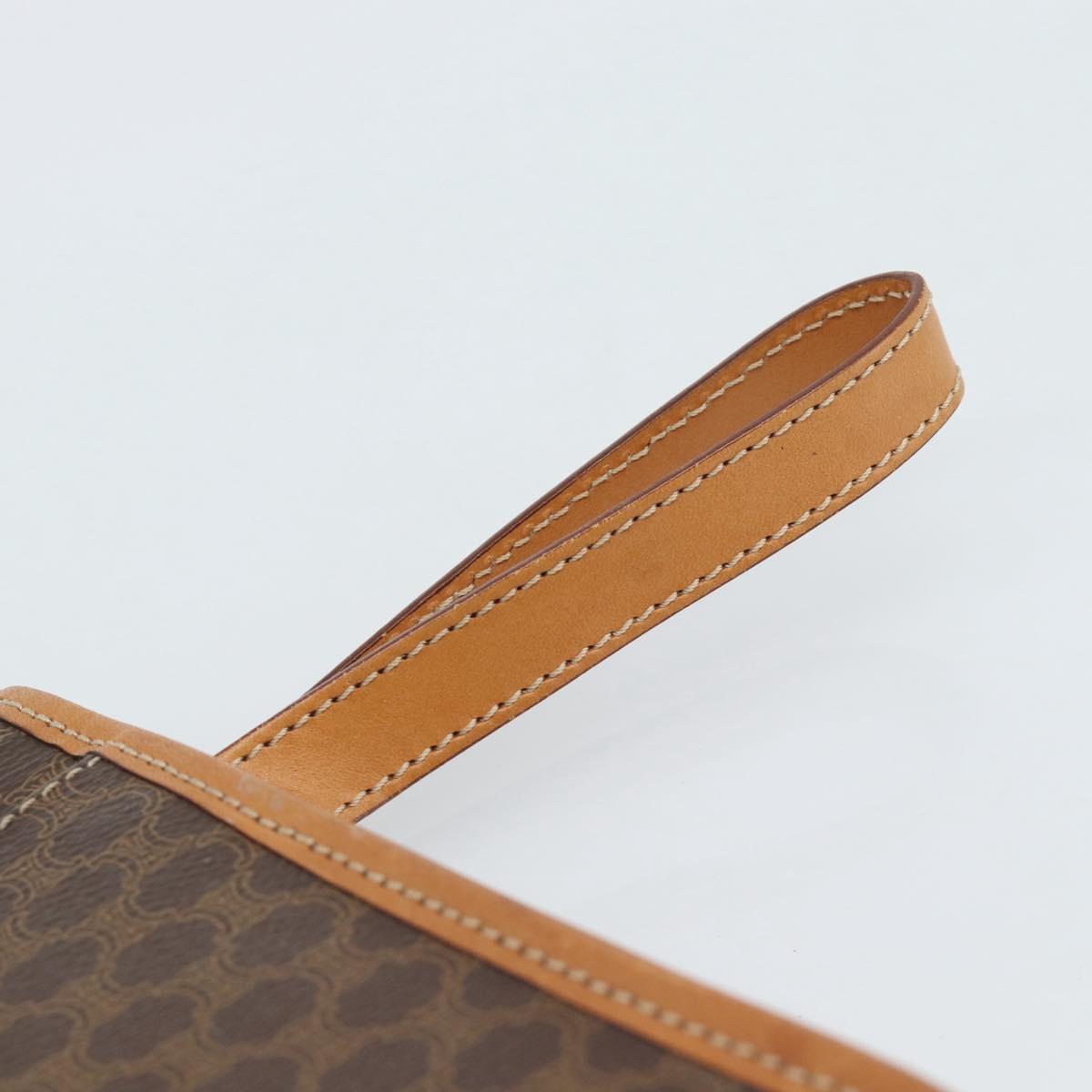CELINE Macadam Canvas Clutch Bag PVC Leather Brown Gold Auth 183398A