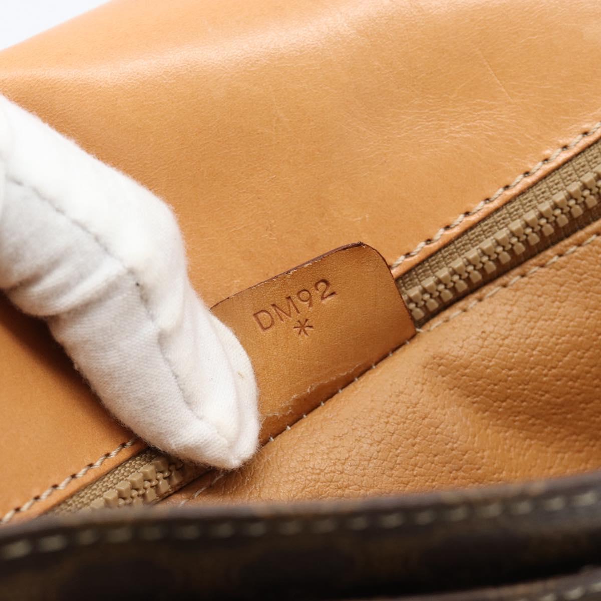 CELINE Macadam Canvas Clutch Bag PVC Leather Brown Gold Auth 183398A