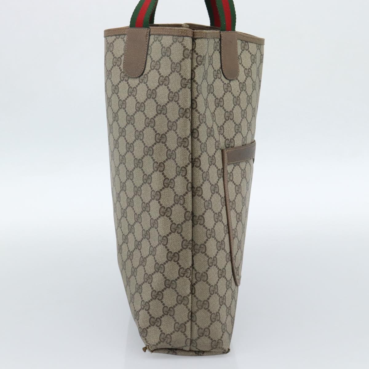 GUCCI GG Supreme Web Sherry Line Tote Bag PVC Beige Red 39 02 003 Auth 183400