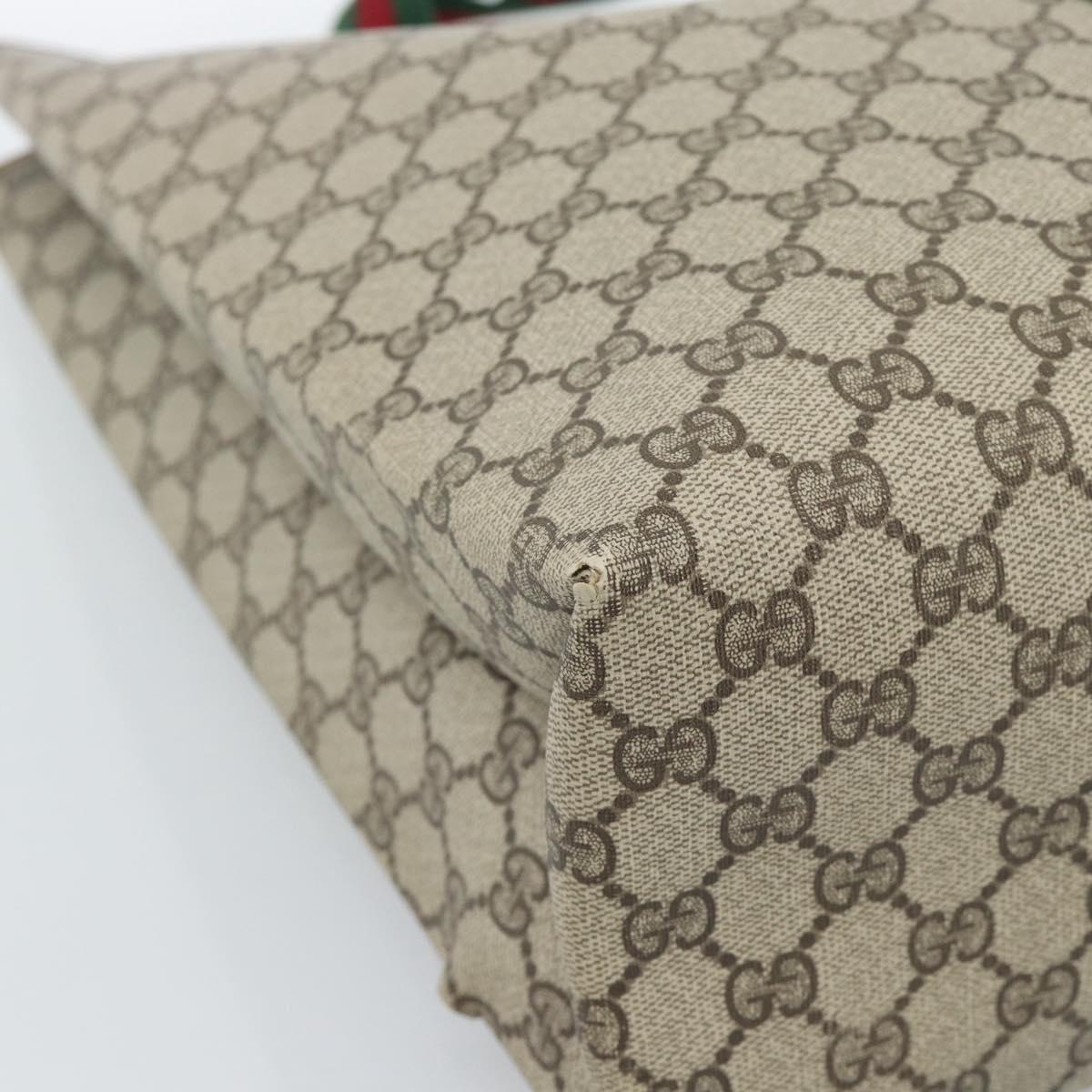 GUCCI GG Supreme Web Sherry Line Tote Bag PVC Beige Red Auth 183401