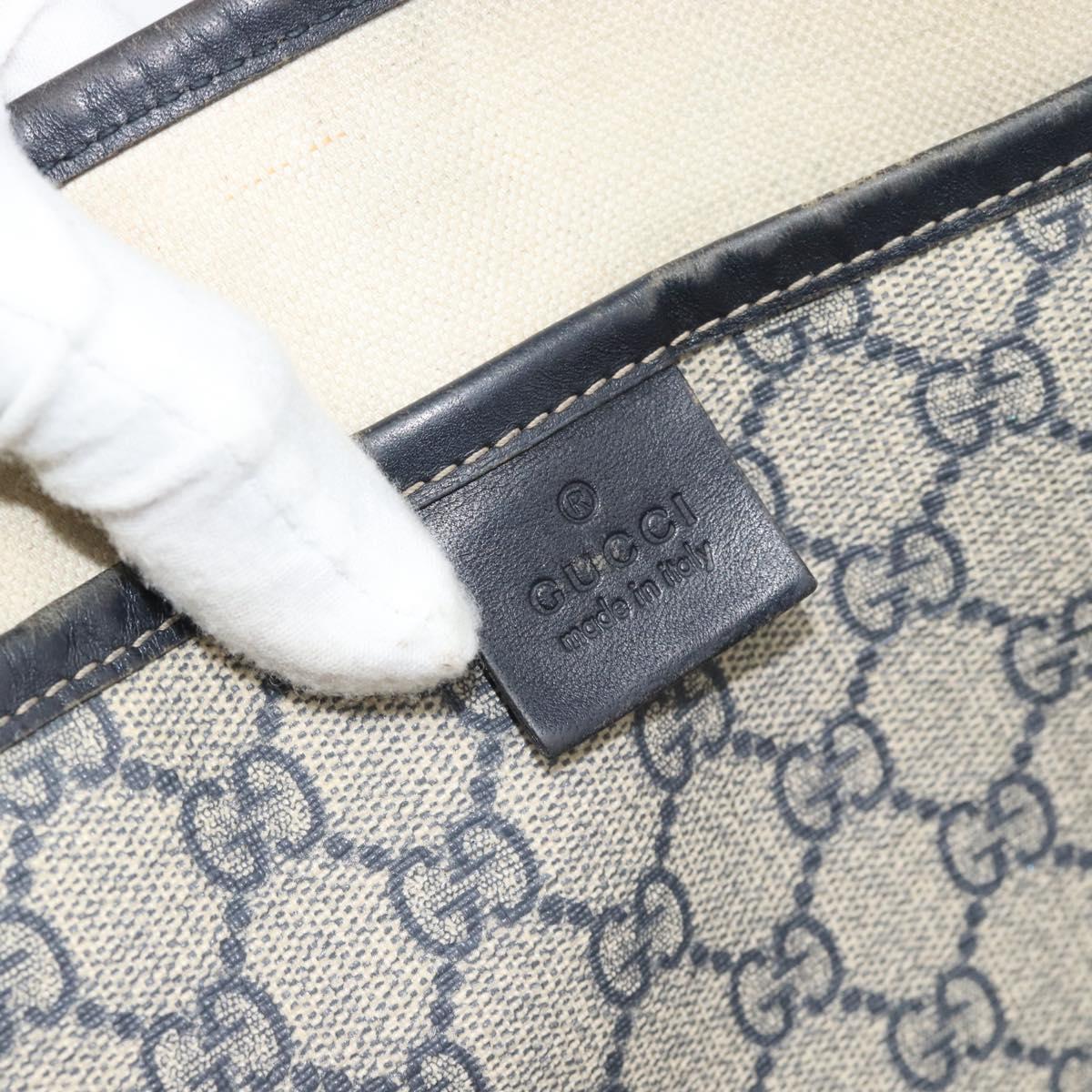 GUCCI GG Supreme Sherry Line Tote Bag PVC Navy Red 211134 Auth 183402