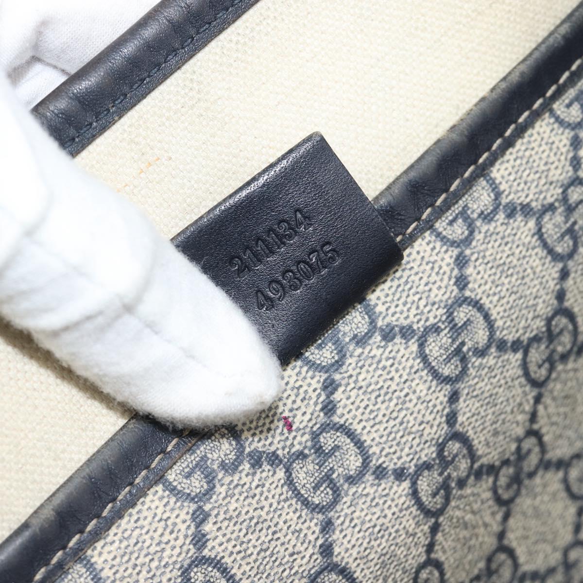 GUCCI GG Supreme Sherry Line Tote Bag PVC Navy Red 211134 Auth 183402
