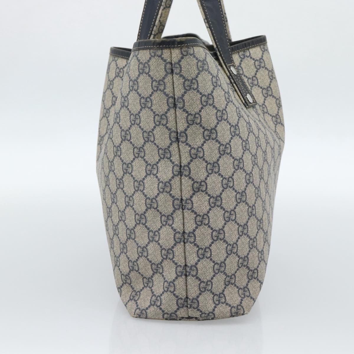 GUCCI GG Supreme Sherry Line Tote Bag PVC Navy Red 211134 Auth 183402